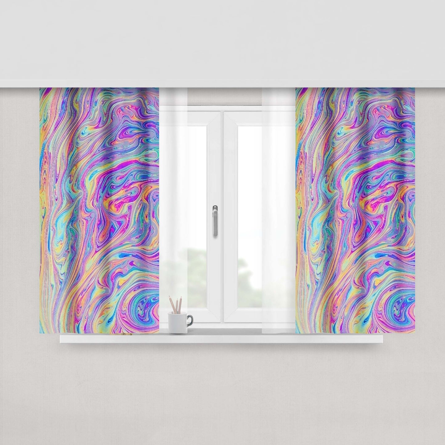 Holografico Papel De Parede Peach Skin Window Curtains