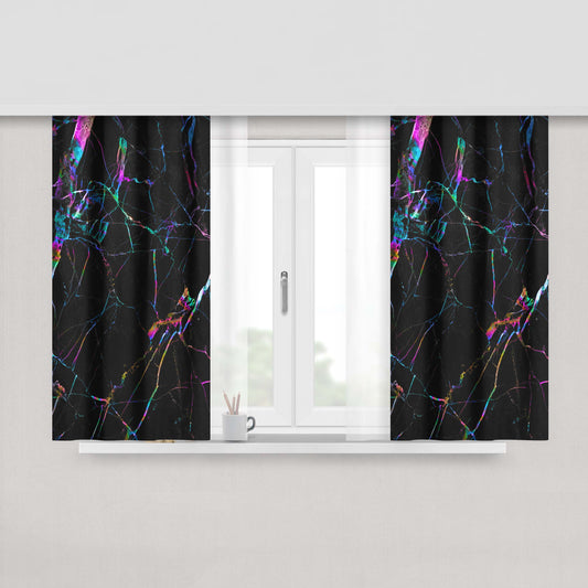 Holographic Marble Peach Skin Window Curtains