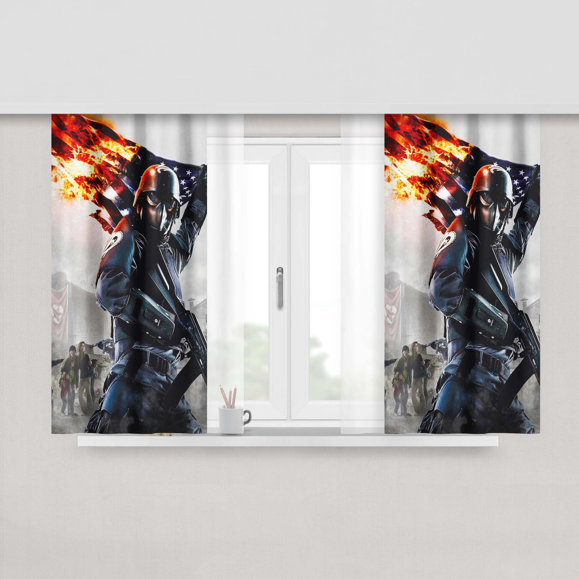 Homefront The Revolution Souldier Peach Skin Window Curtains