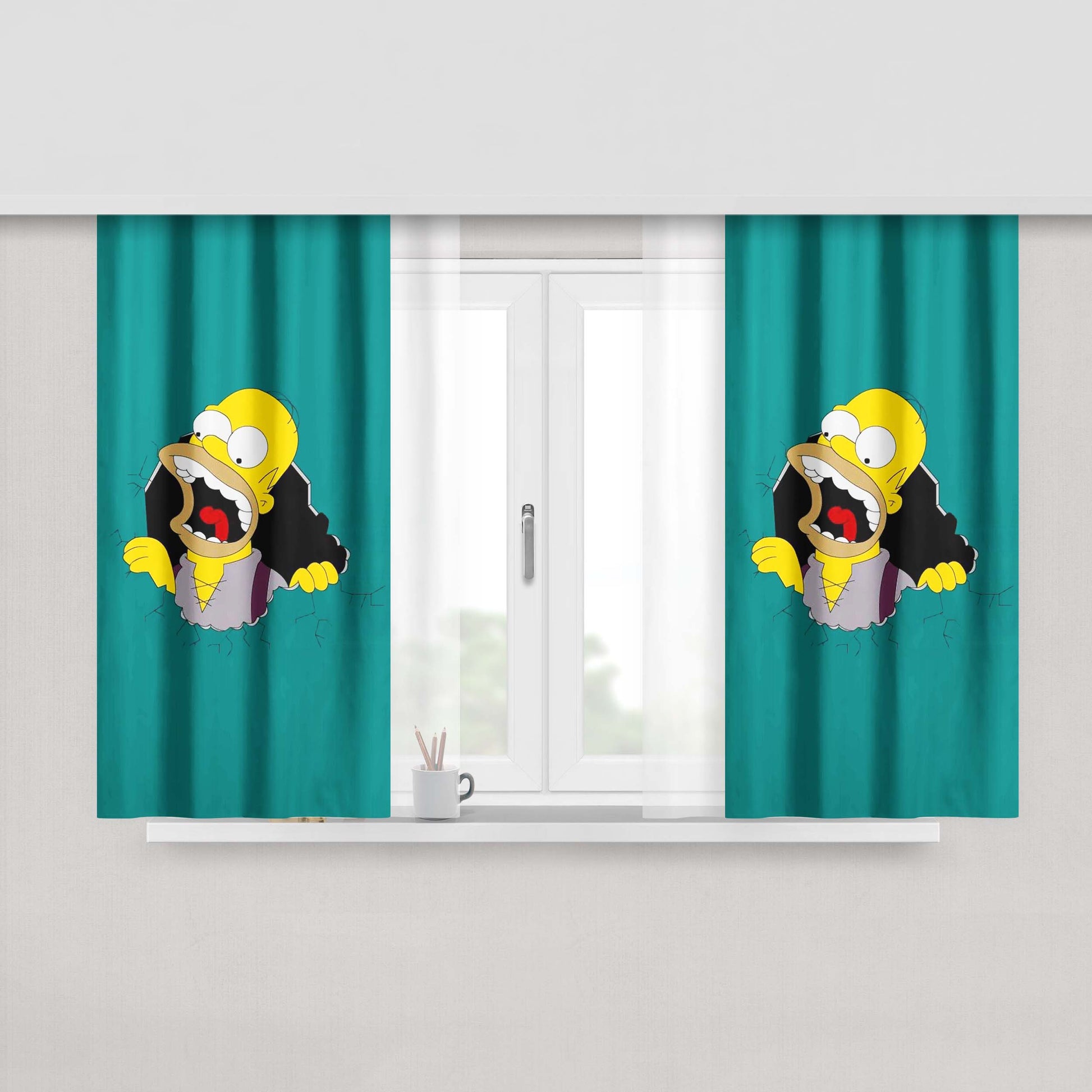 Homer Crack Peach Skin Window Curtains