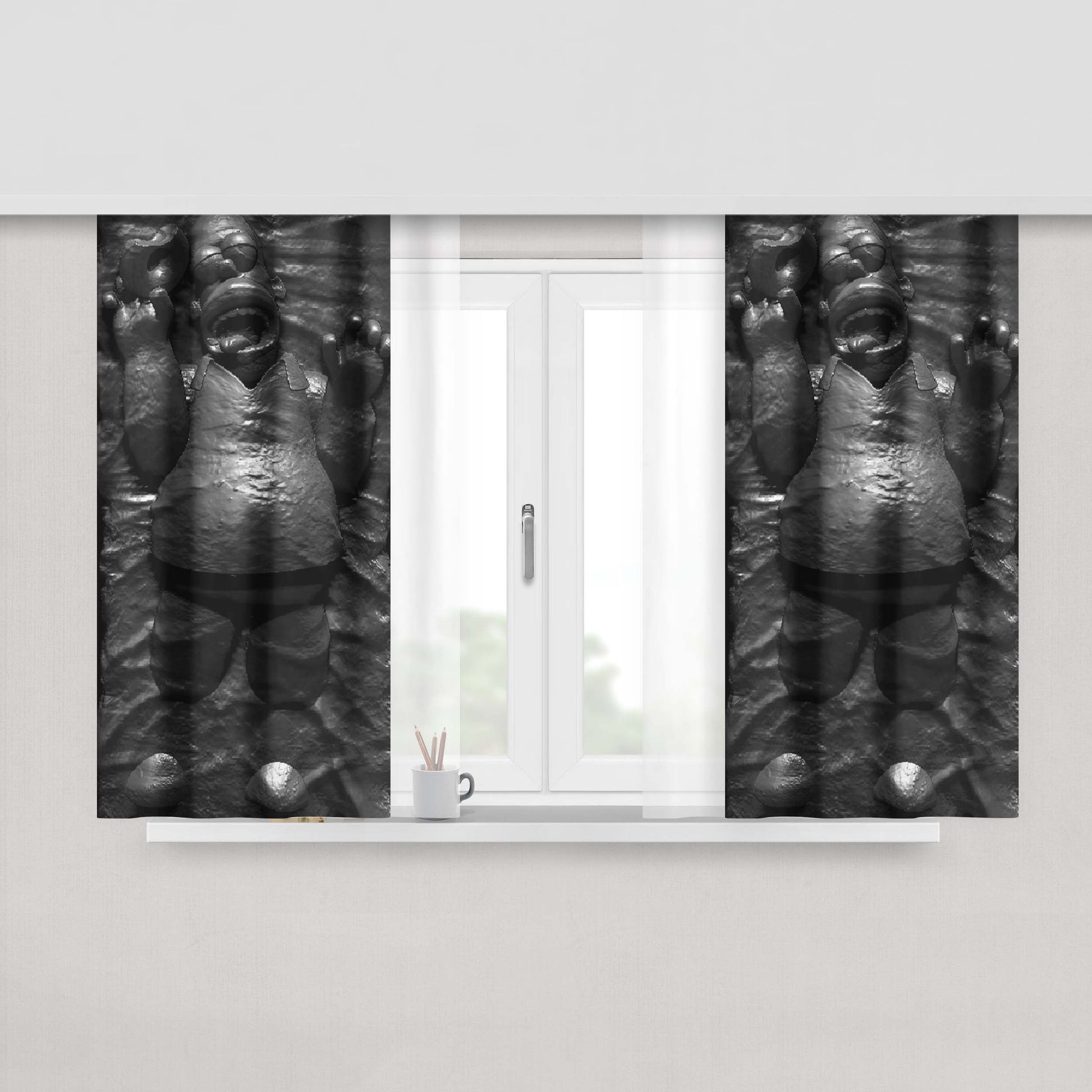 Homer In Carbonite Peach Skin Window Curtains