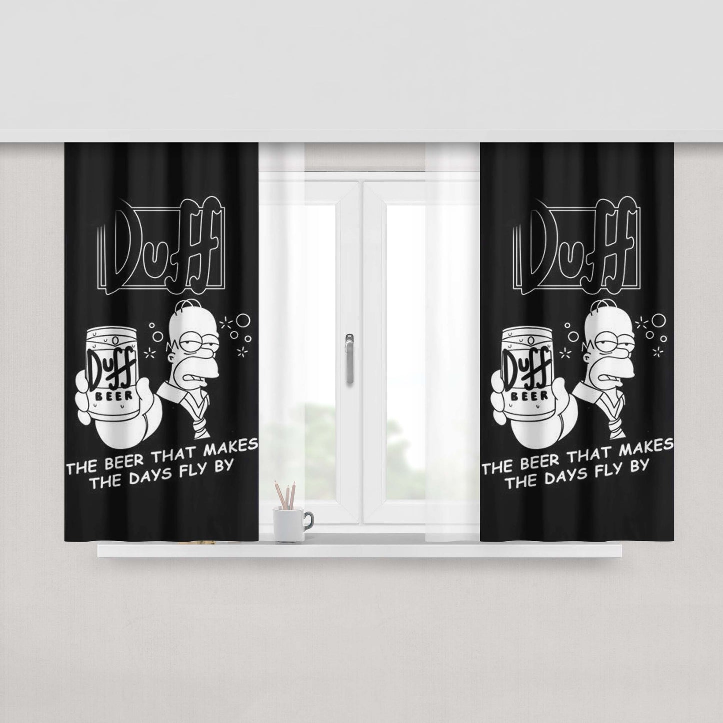 Homer Simpson Duff Beer Peach Skin Window Curtains