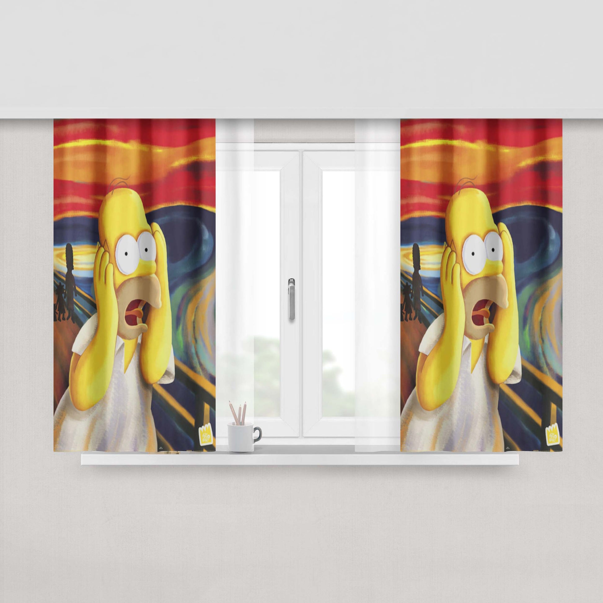Homer Simpson Scary Paint Peach Skin Window Curtains