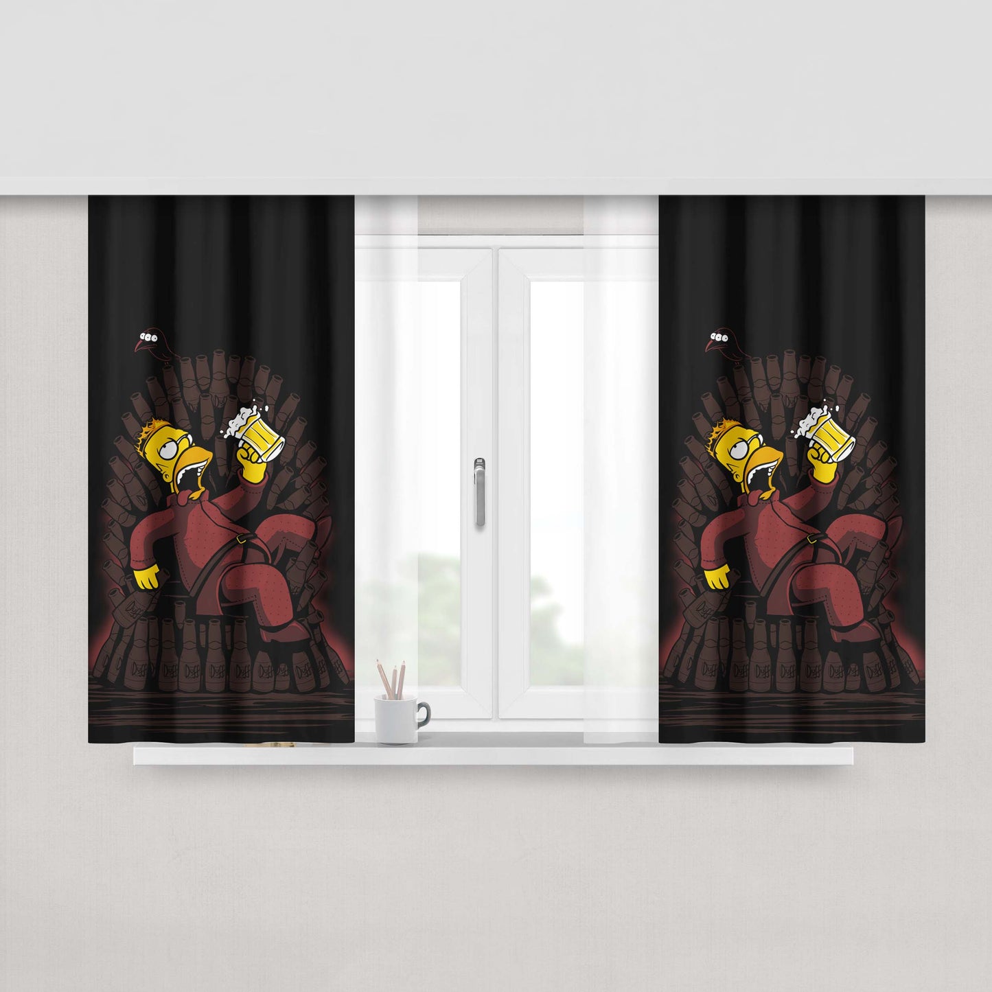 Homer The King Of Throne Peach Skin Window Curtains