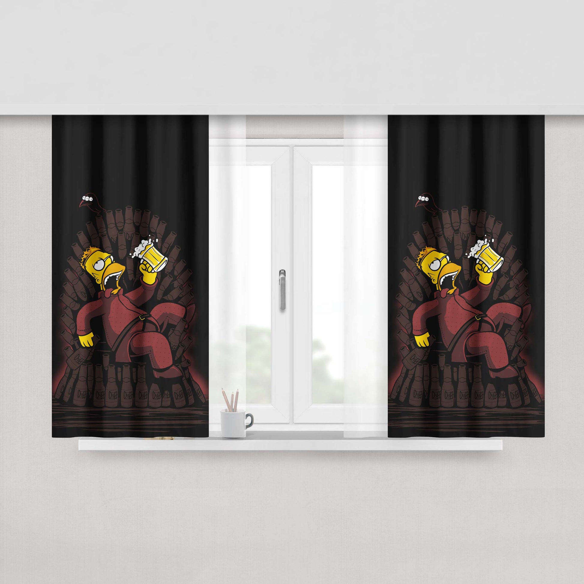 Homer The King Of Throne Peach Skin Window Curtains