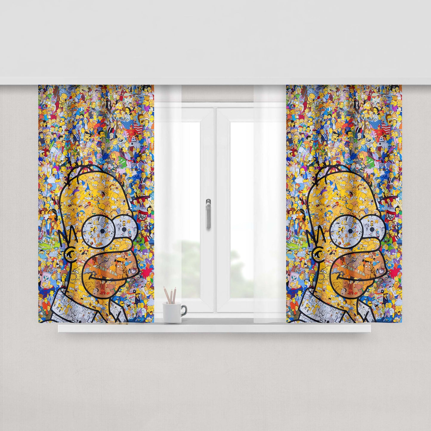 Homer The Simpson Collage Peach Skin Window Curtains
