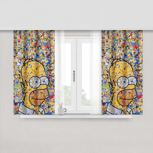 Homer The Simpson Collage Peach Skin Window Curtains