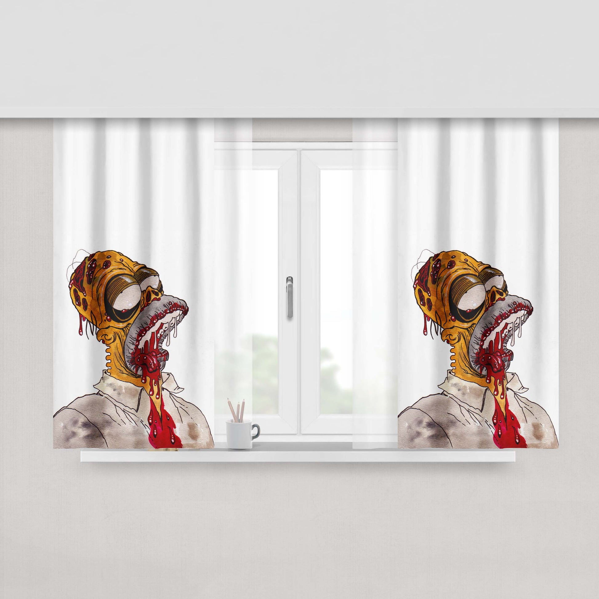 Homer Want Dough Brains Peach Skin Window Curtains