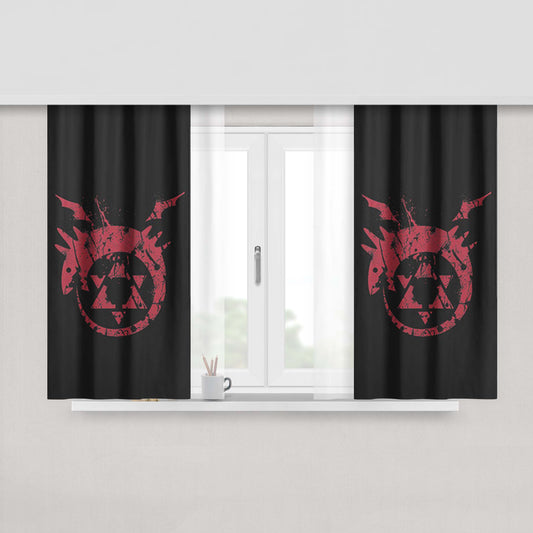 Homunculus Logo Red Peach Skin Window Curtains