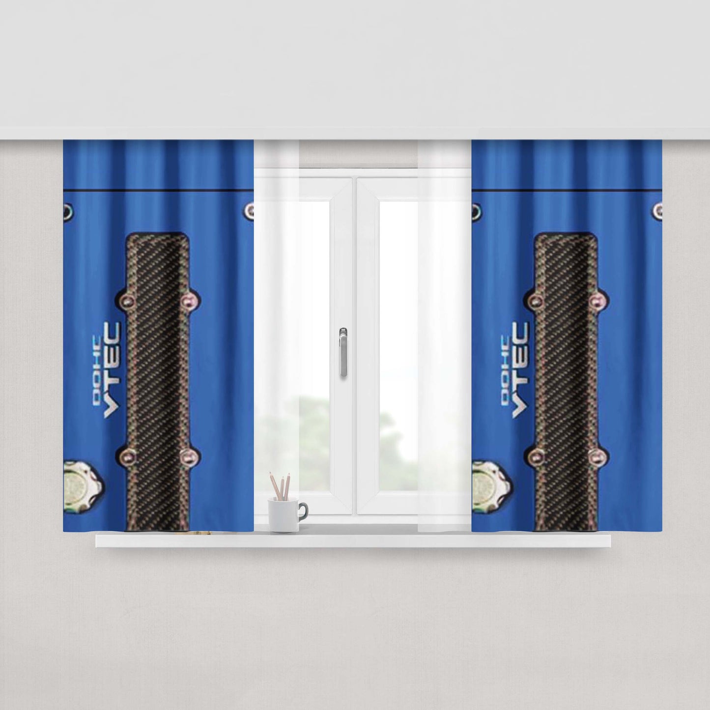 Honda Vtec Blue Peach Skin Window Curtains