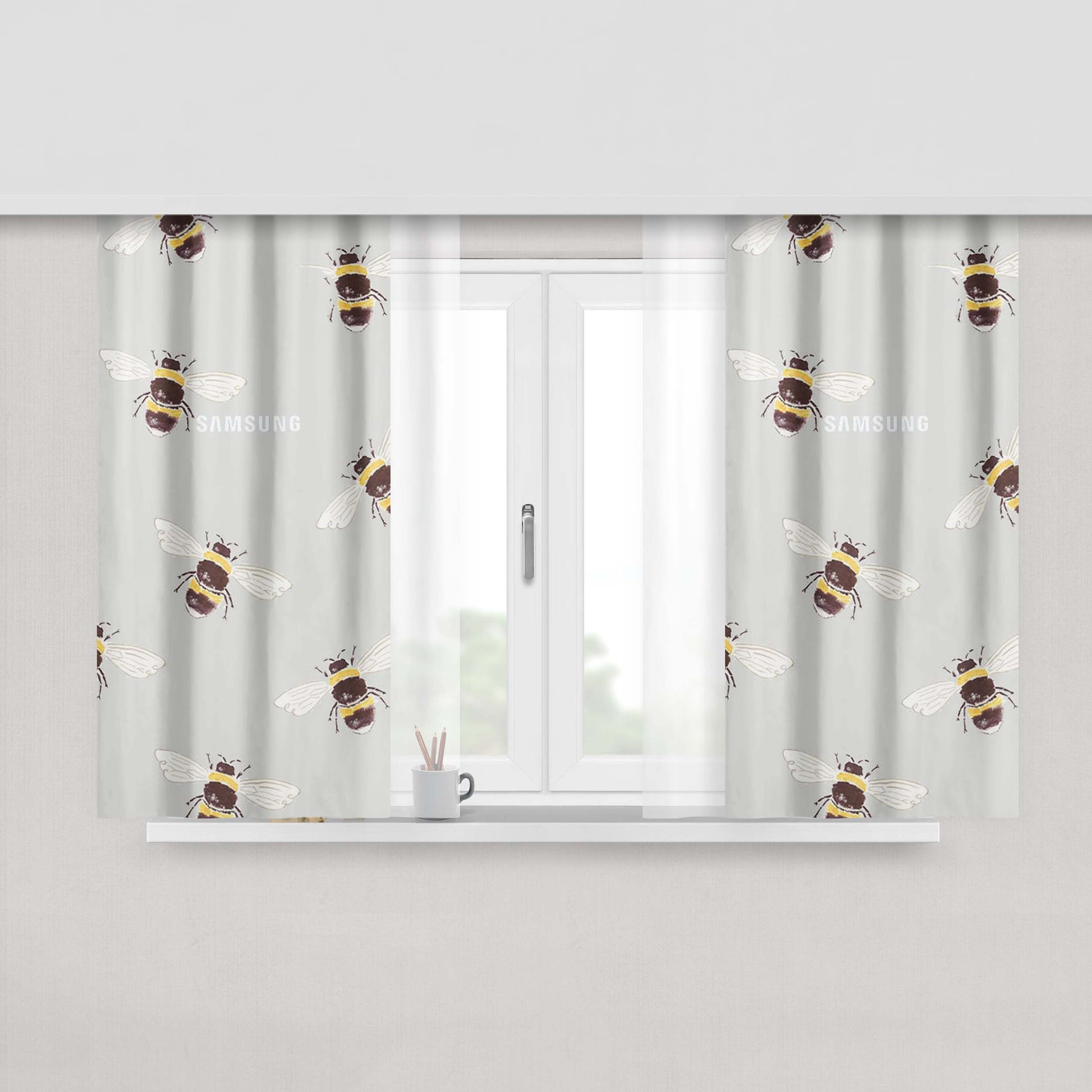 Honey Bee Patern Peach Skin Window Curtains