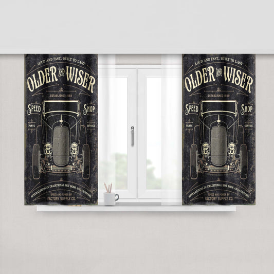 Hot Rods Factory Vintage Retro Peach Skin Window Curtains