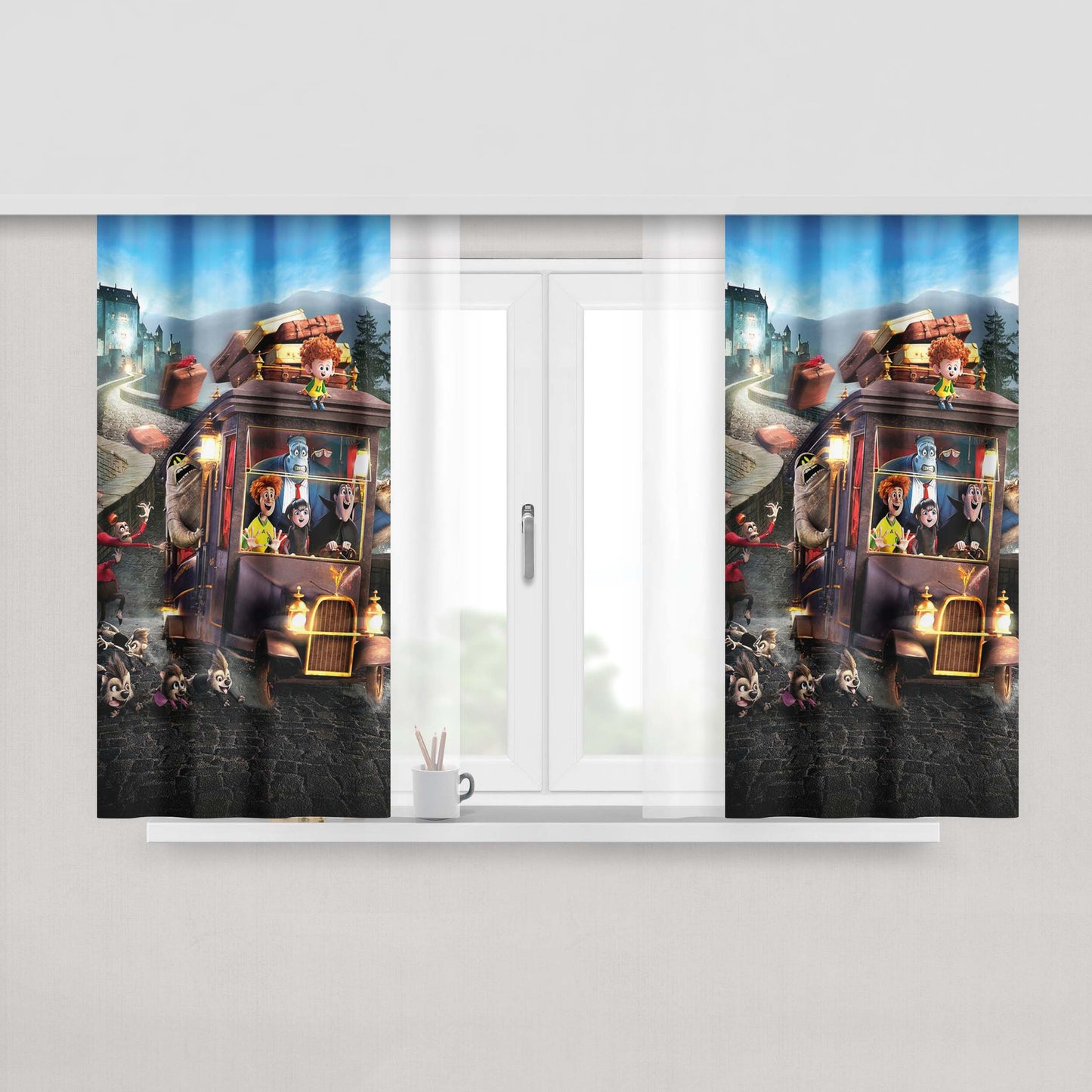 Hotel Transylvania 3 Vacation Fam Peach Skin Window Curtains