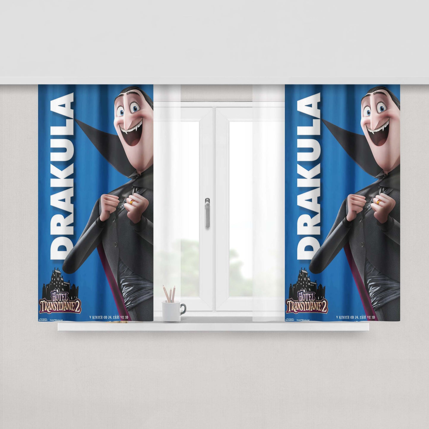 Hotel Transylvania Drakula Peach Skin Window Curtains