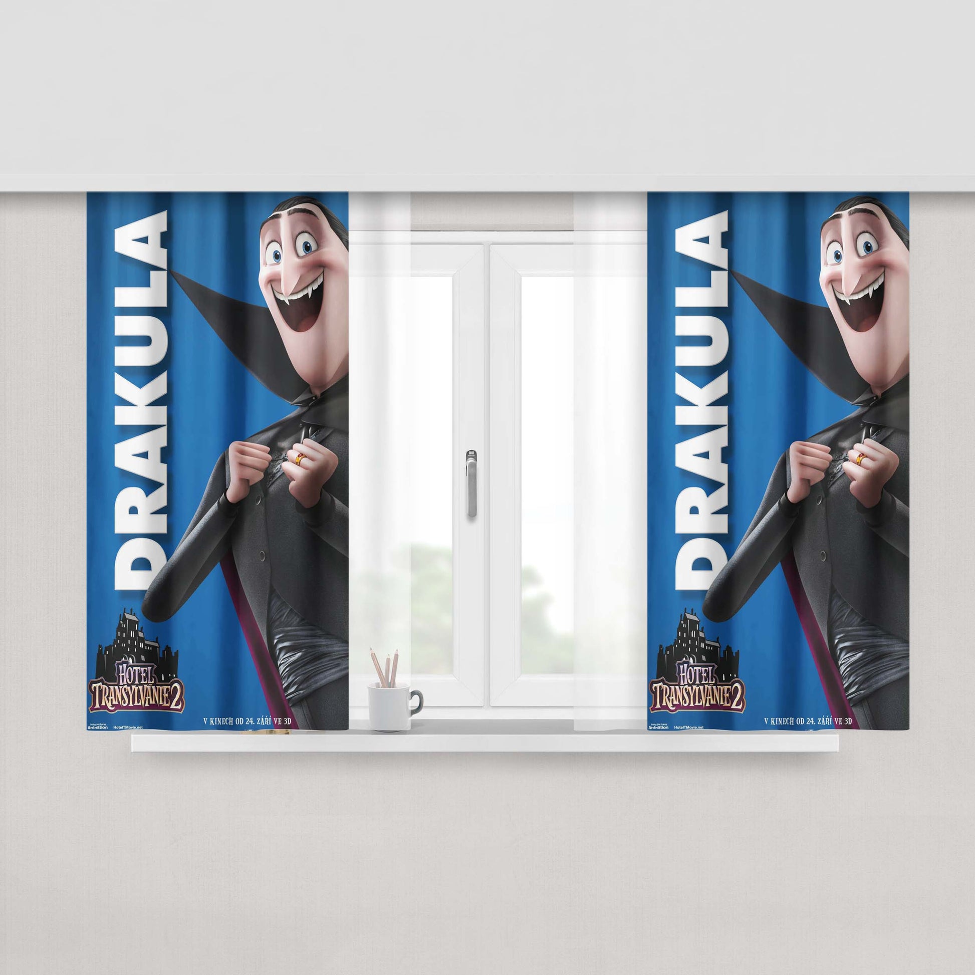 Hotel Transylvania Drakula Peach Skin Window Curtains