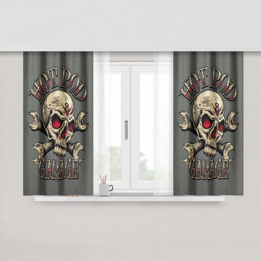 Hotrod Garage Peach Skin Window Curtains