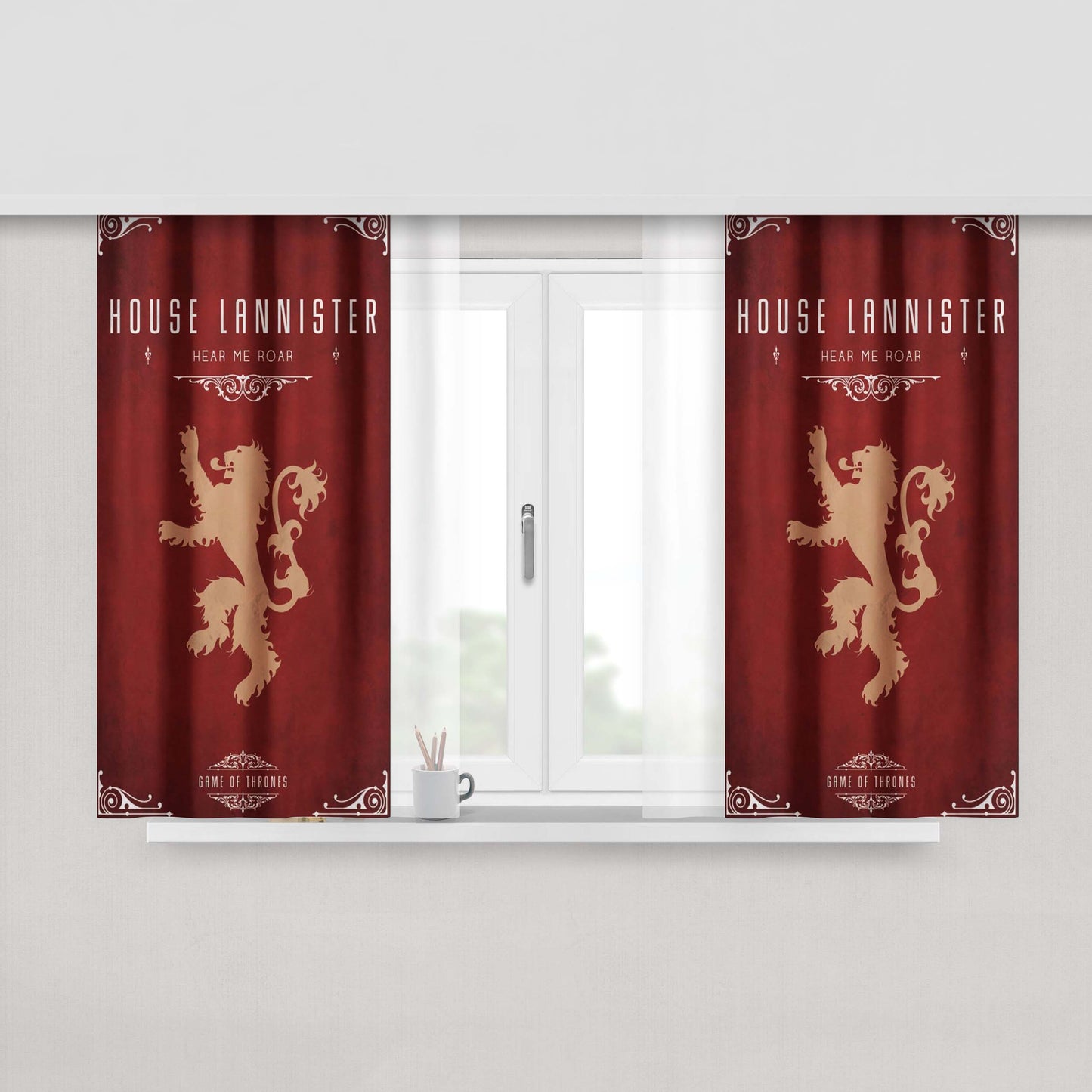 House Lannister Hear Me Roar Game Of Thrones Peach Skin Window Curtains