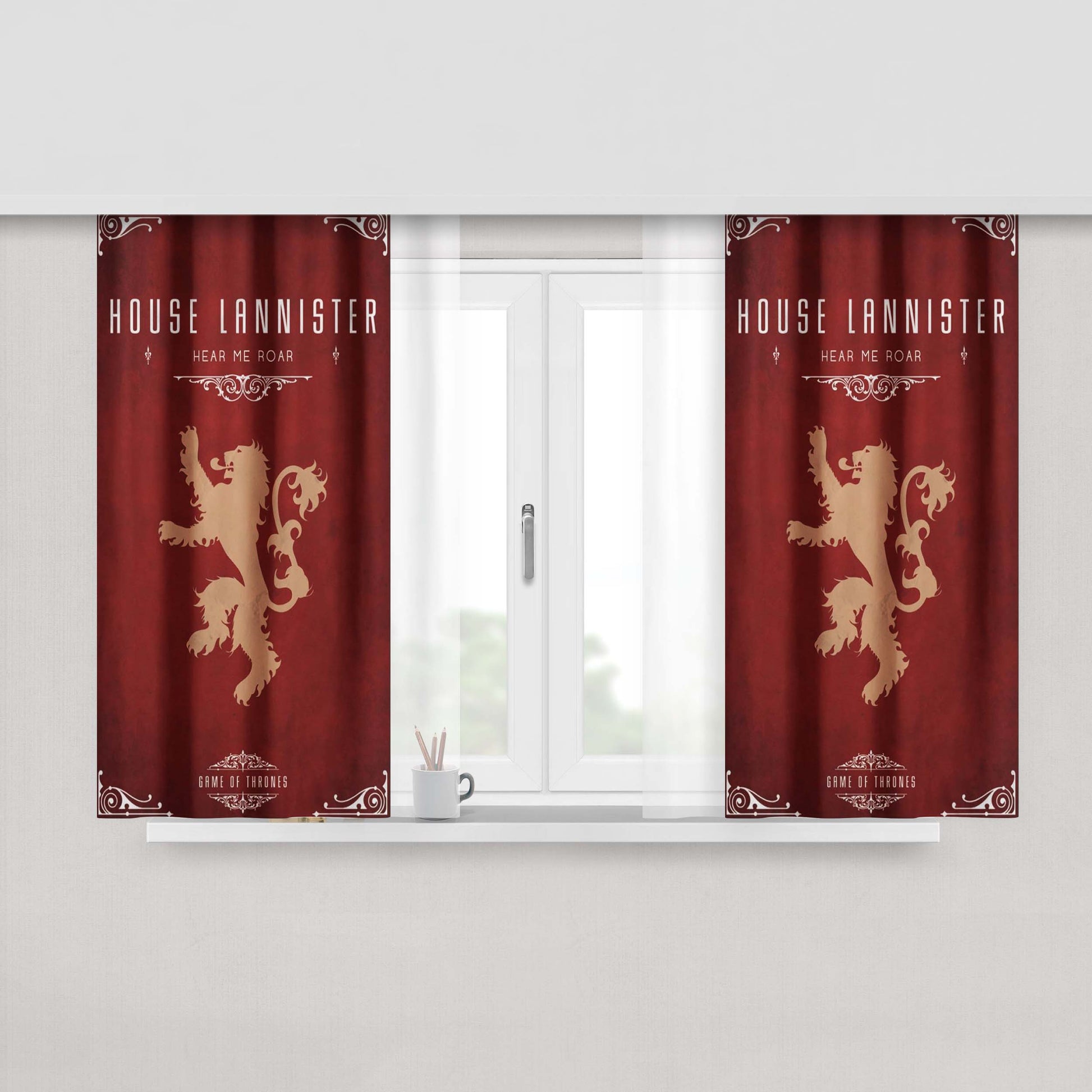 House Lannister Hear Me Roar Game Of Thrones Peach Skin Window Curtains