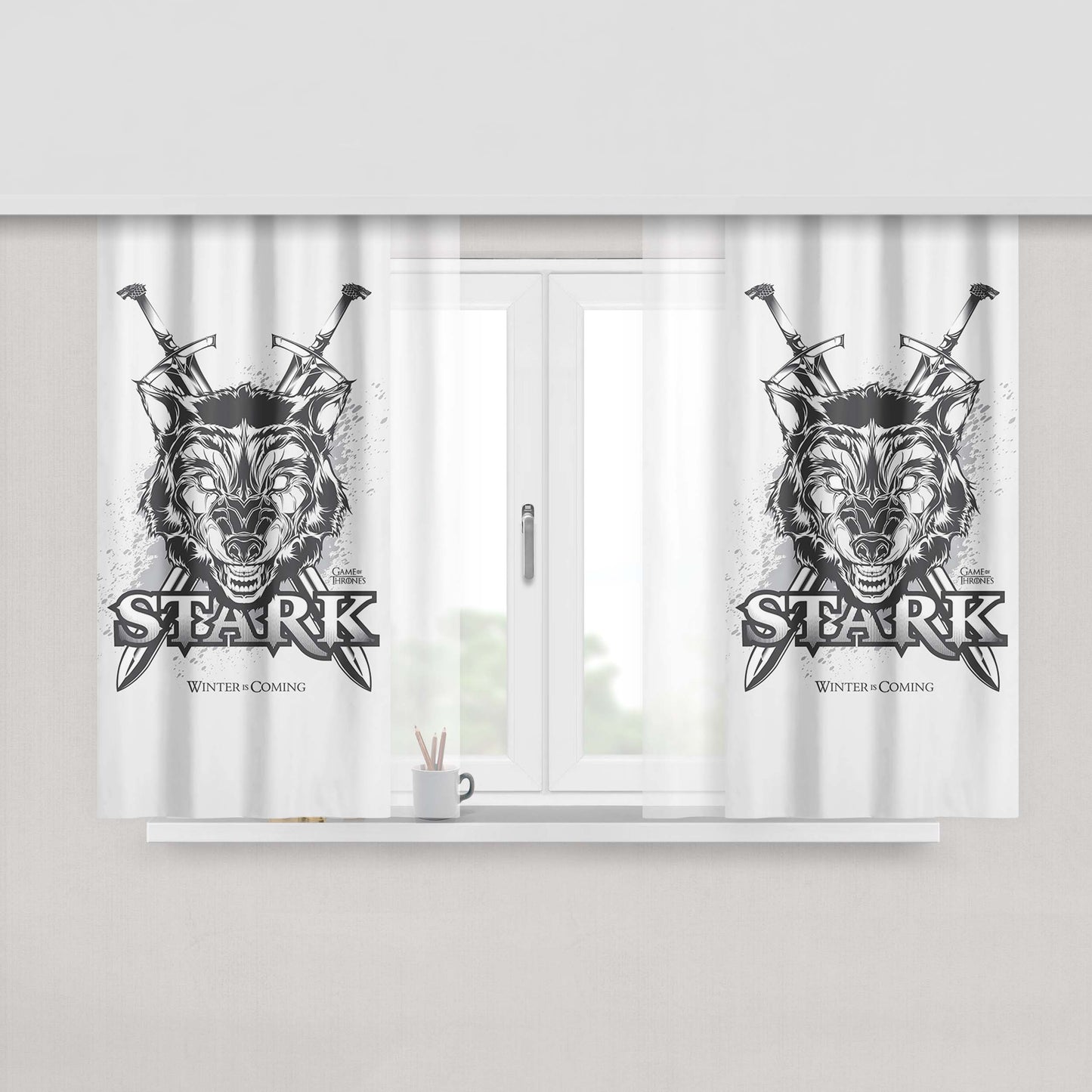 House Stark Custom Logo Game Of Thrones Peach Skin Window Curtains