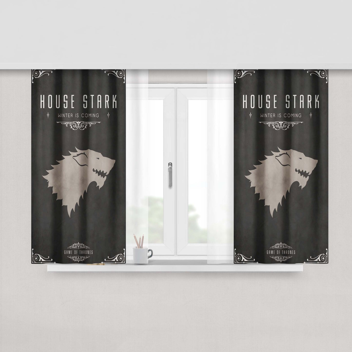 House Stark Winter Is Coming Stark Games Of Thrones Wallpaper Peach Skin Window Curtains