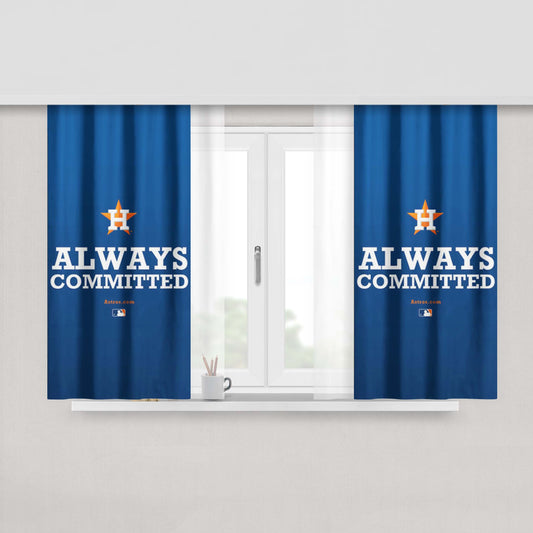Houston Astros Always Committed Peach Skin Window Curtains