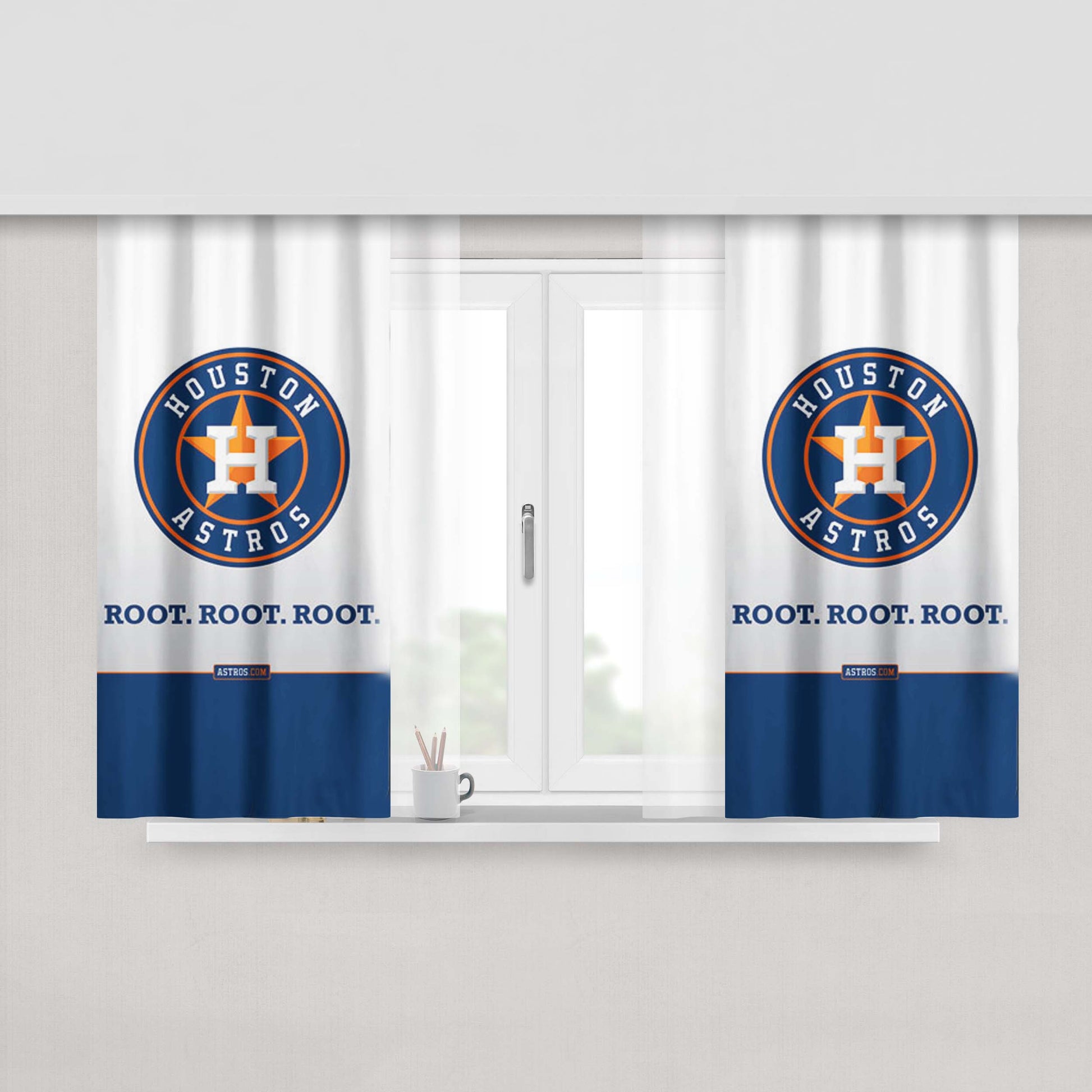 Houston Astros Art Peach Skin Window Curtains