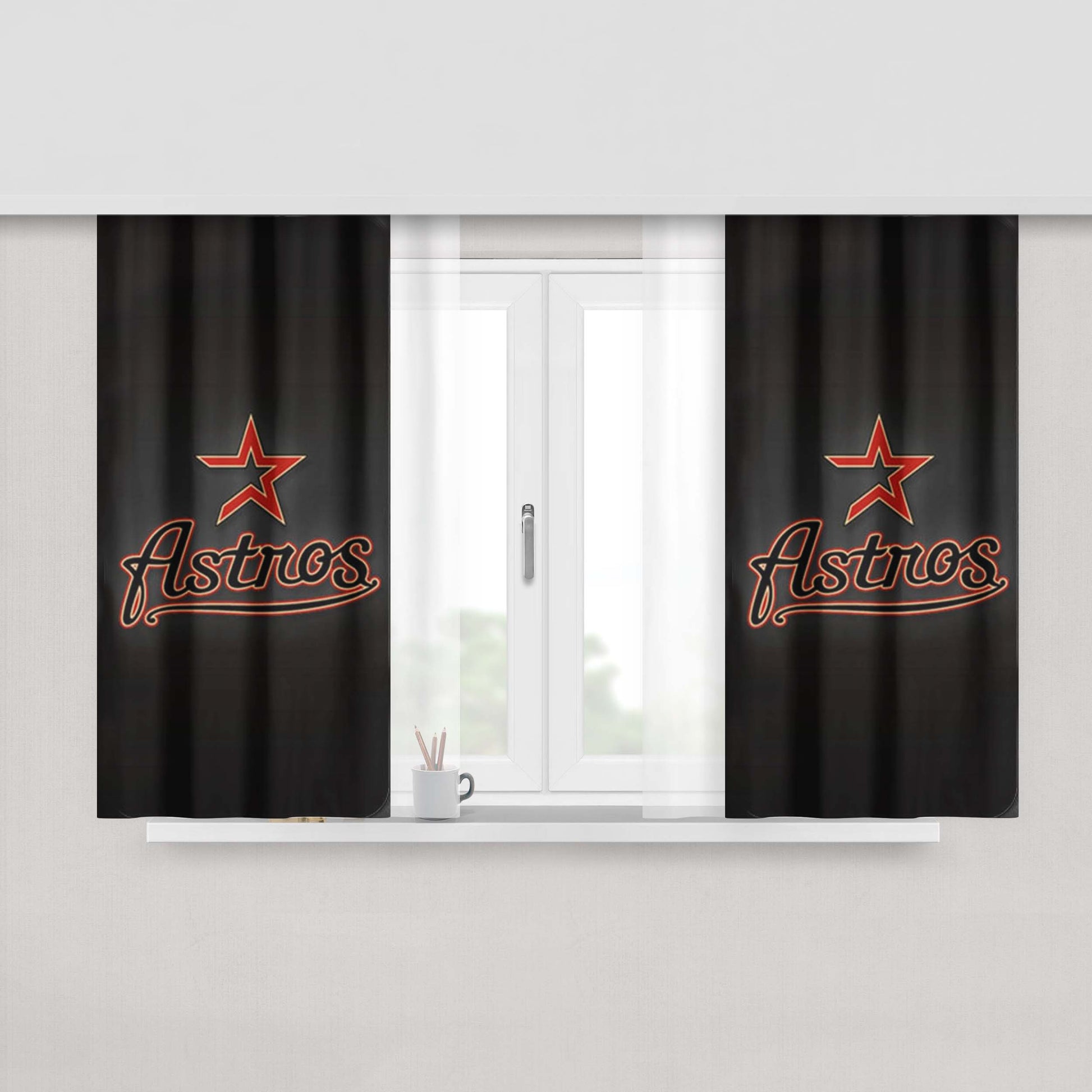 Houston Astros Black Peach Skin Window Curtains