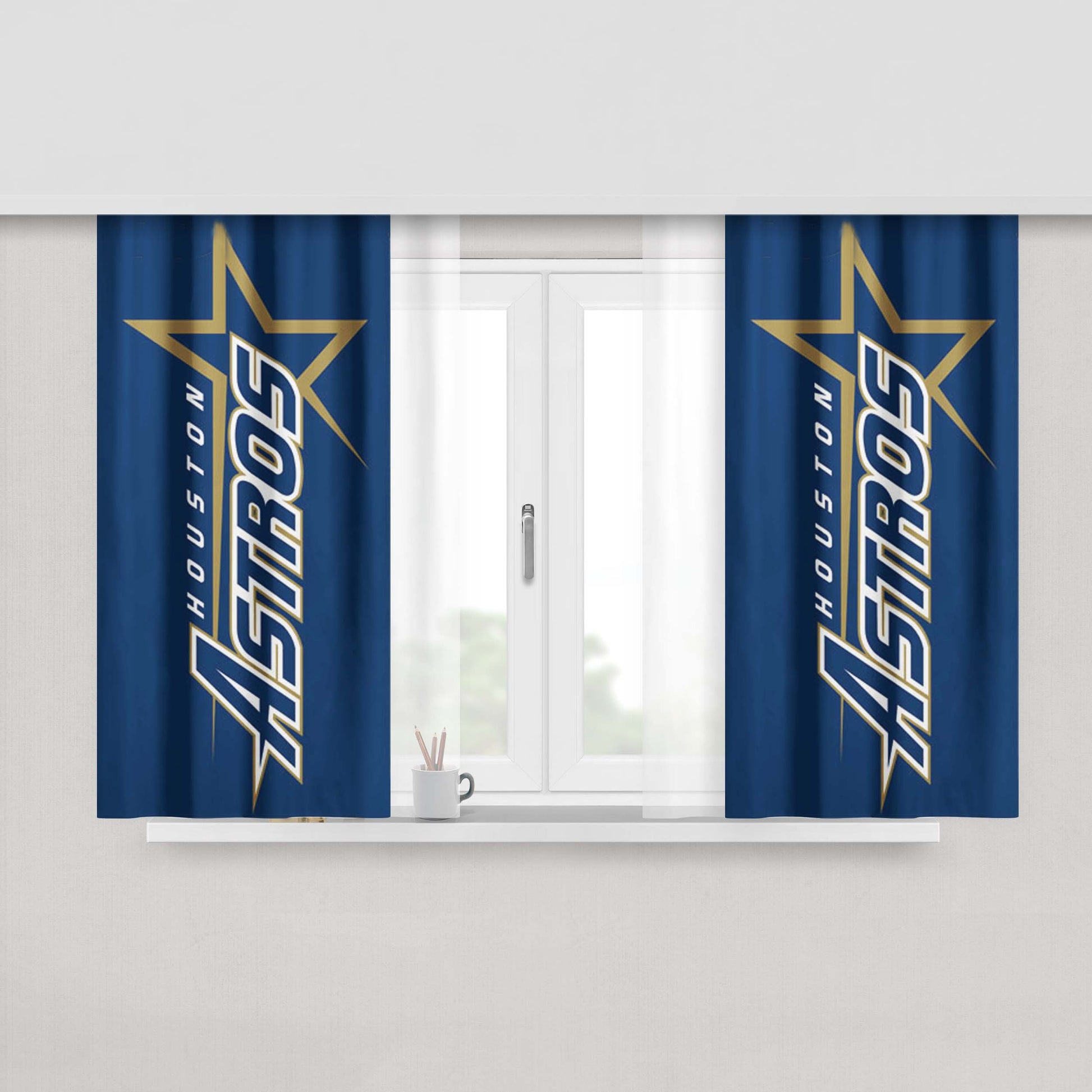 Houston Astros Blue Peach Skin Window Curtains