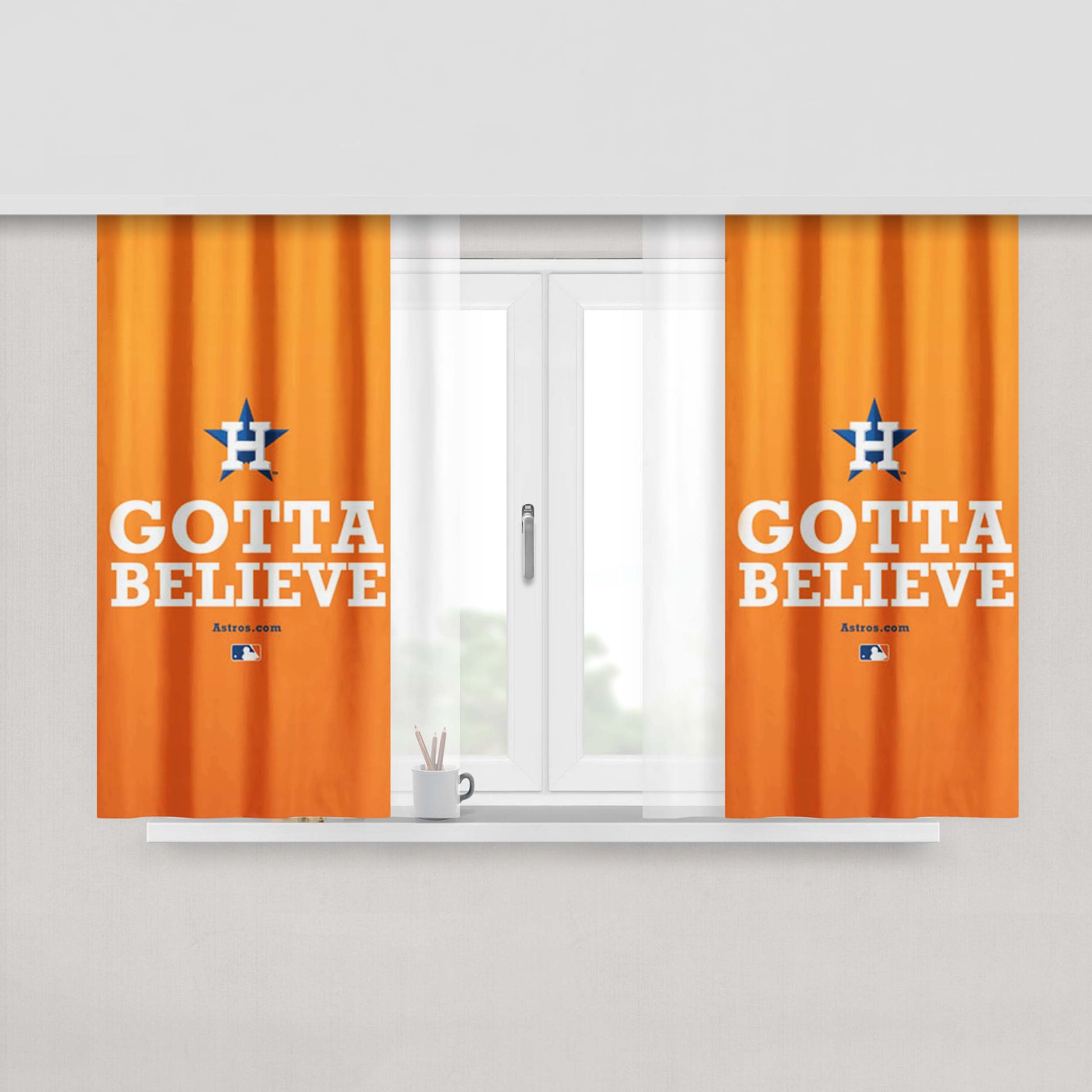 Houston Astros Gotta Believe Peach Skin Window Curtains