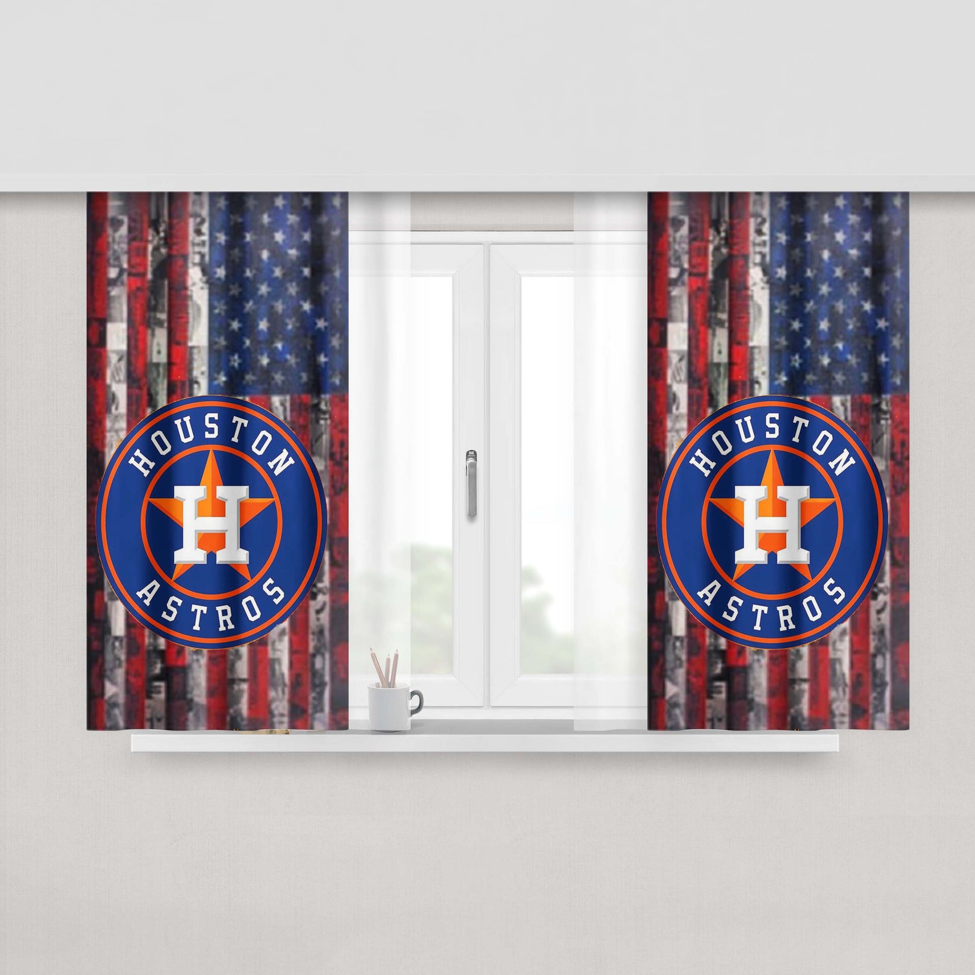 Houston Astros Logo 4 Peach Skin Window Curtains