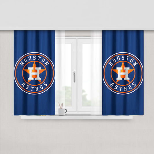Houston Astros Logo Blue Peach Skin Window Curtains