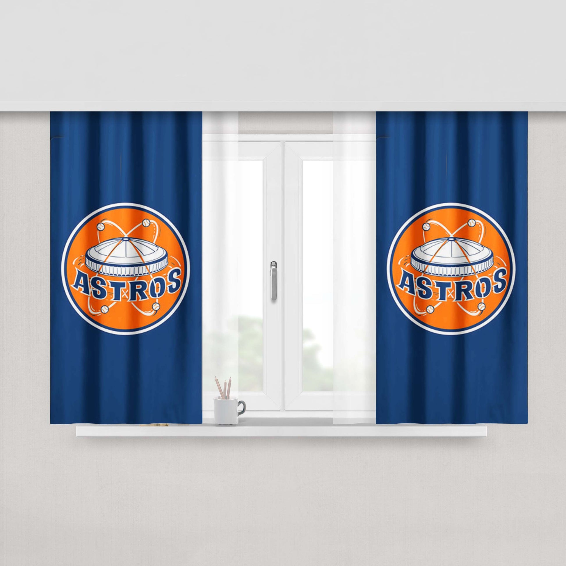 Houston Astros Logo Peach Skin Window Curtains