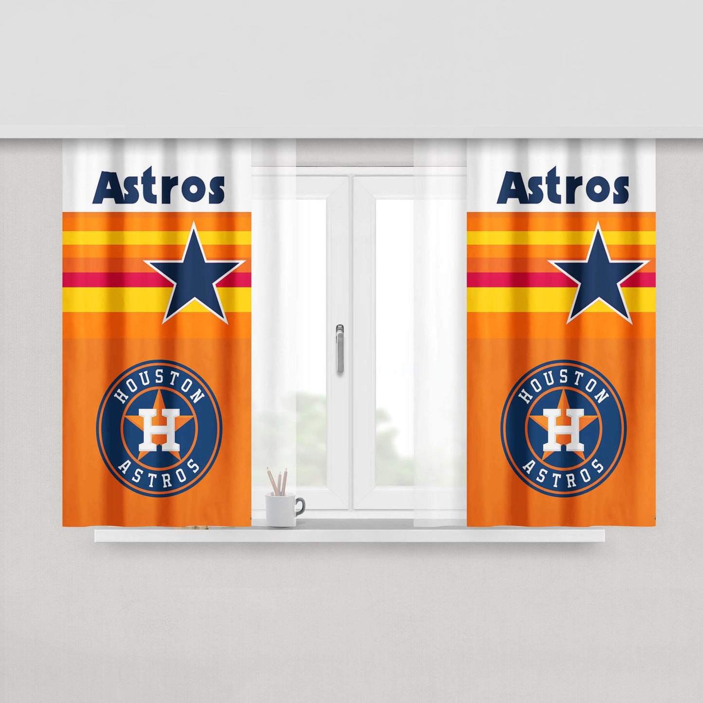 Houston Astros Mlb Peach Skin Window Curtains