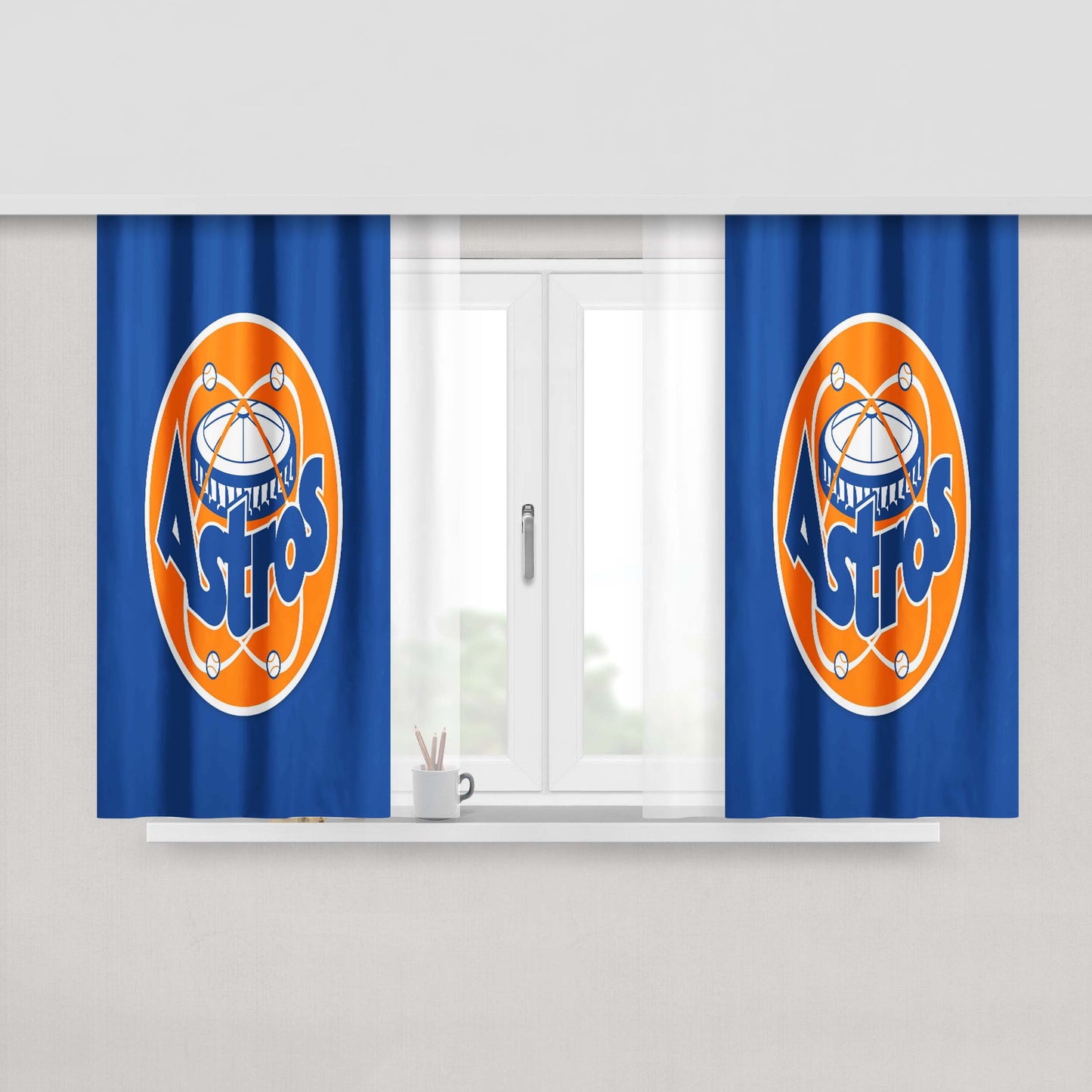 Houston Astros Primary Peach Skin Window Curtains