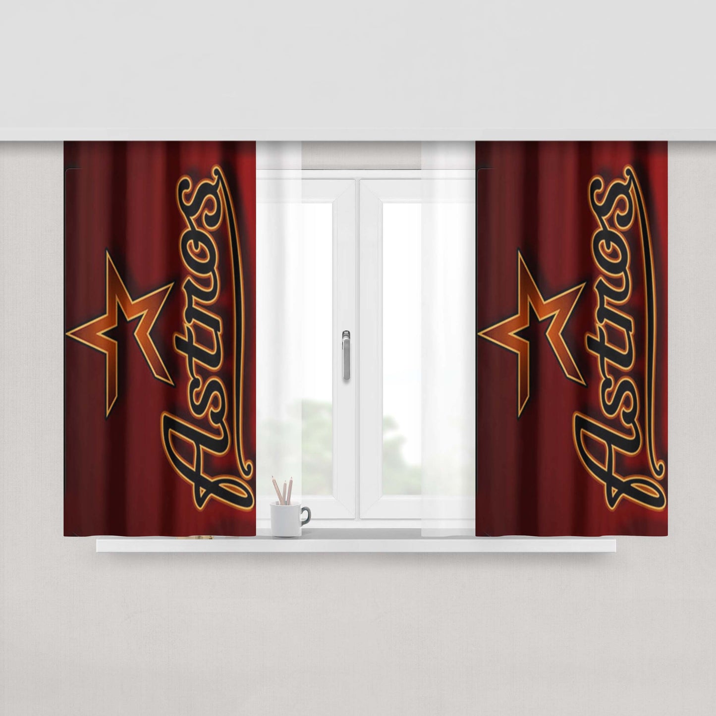 Houston Astros Red Peach Skin Window Curtains