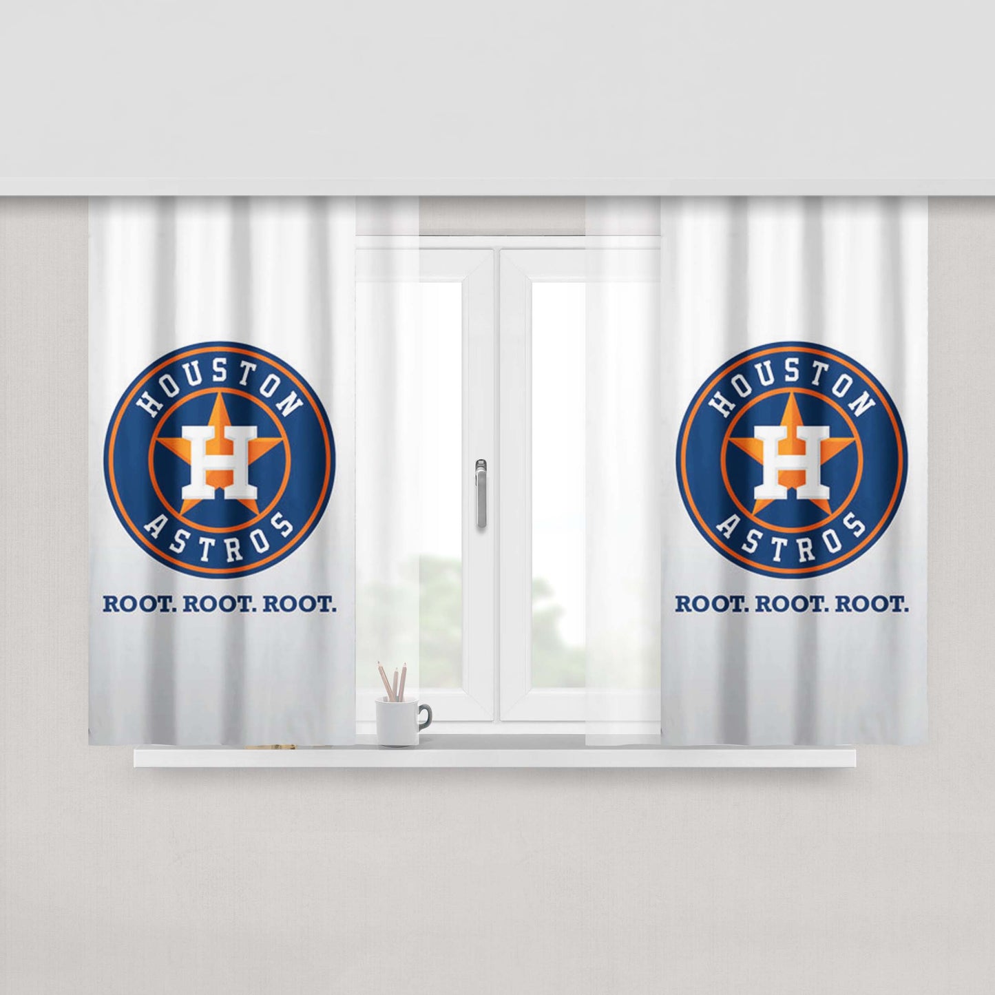 Houston Astros Root Peach Skin Window Curtains