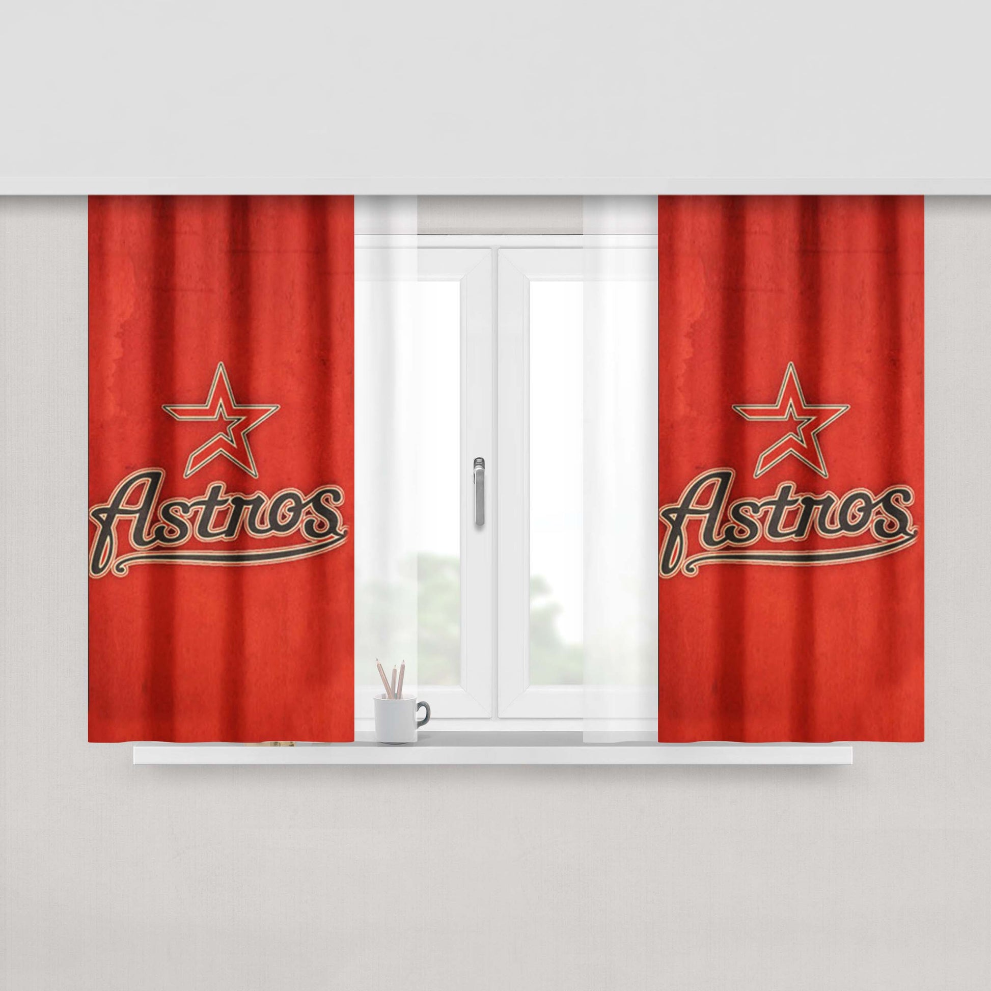 Houston Astros Star Peach Skin Window Curtains