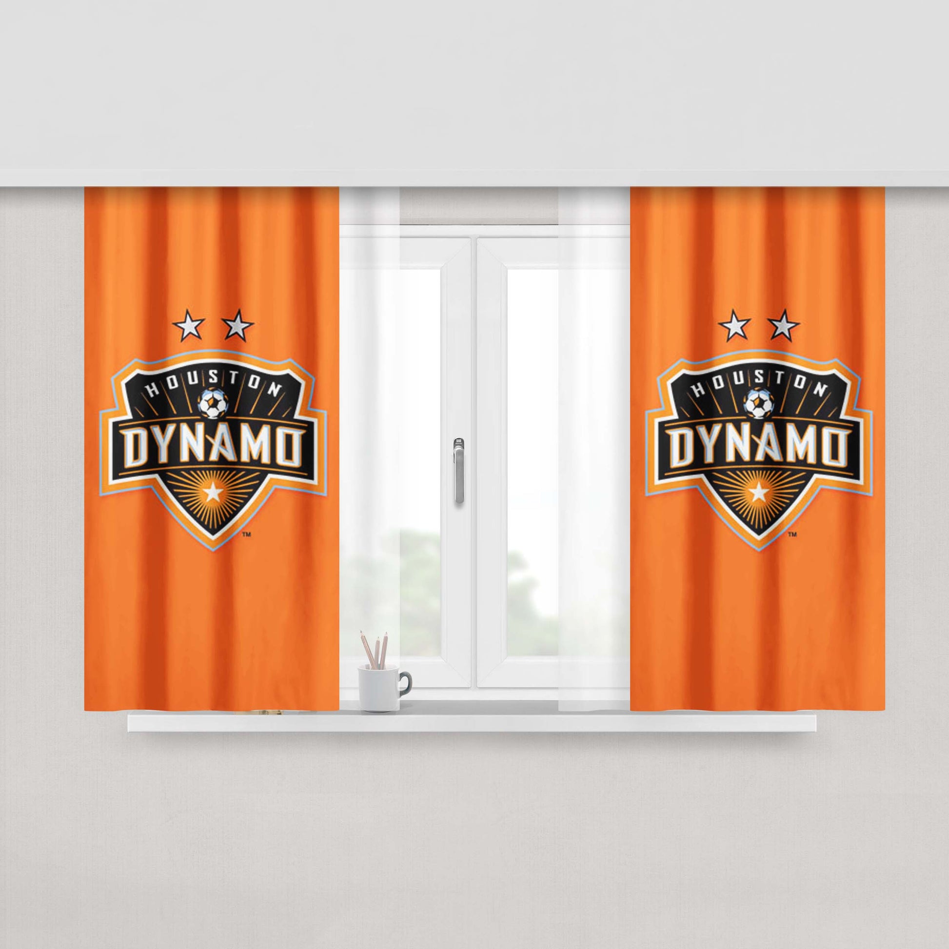 Houston Dynamo Soccer Club Peach Skin Window Curtains
