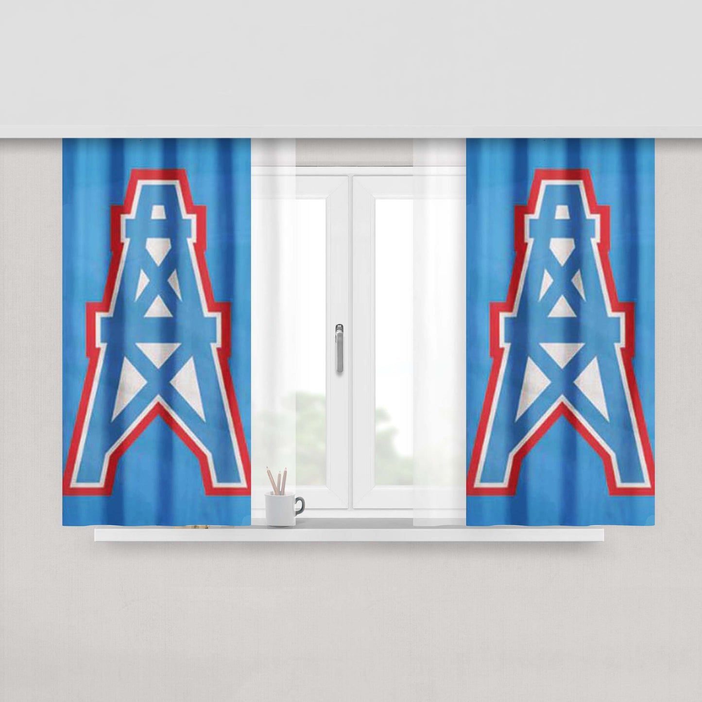 Houston Oilers Jersey Logo Peach Skin Window Curtains