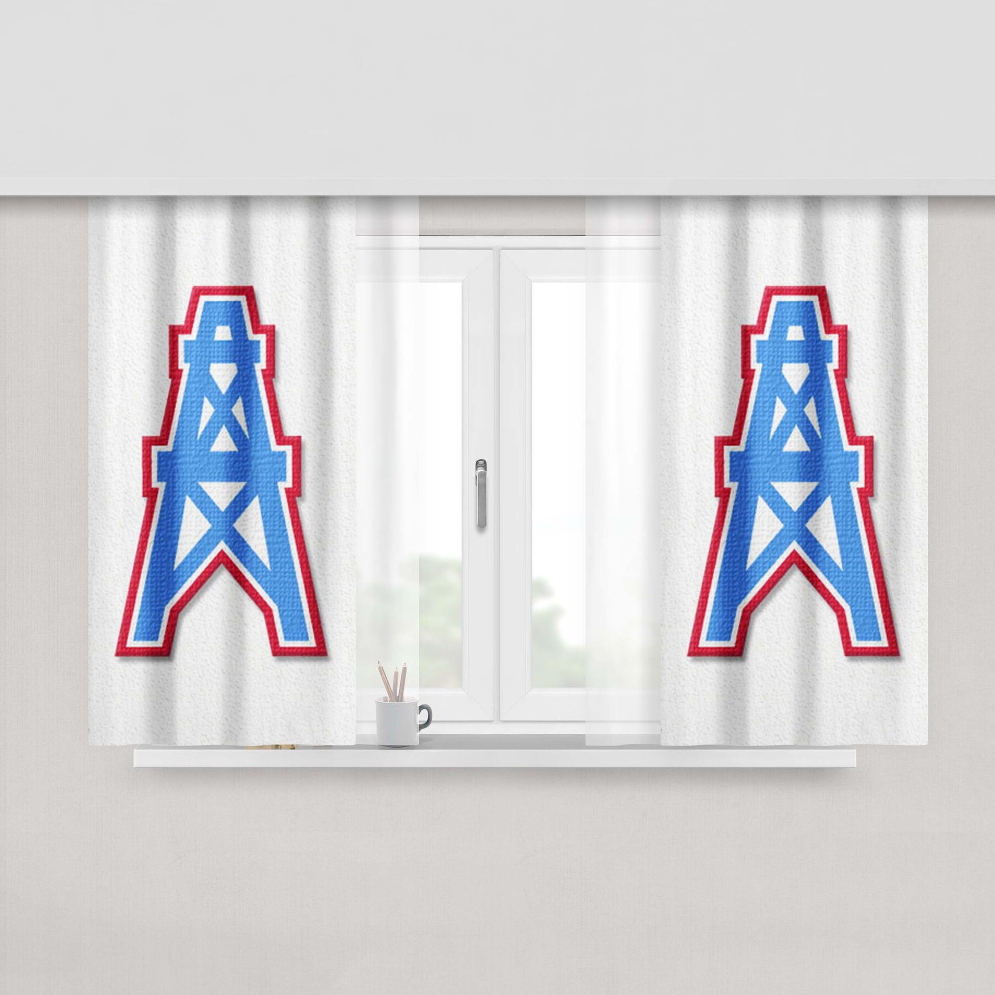 Houston Oilers Logo Peach Skin Window Curtains