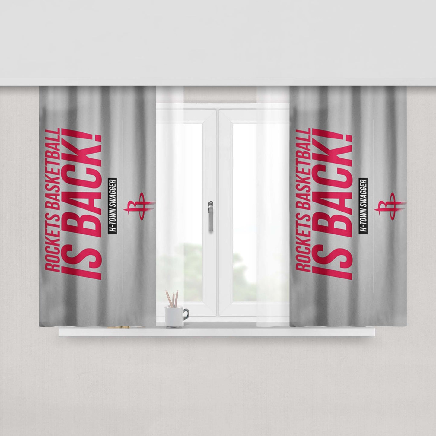 Houston Rockets Is Back Peach Skin Window Curtains
