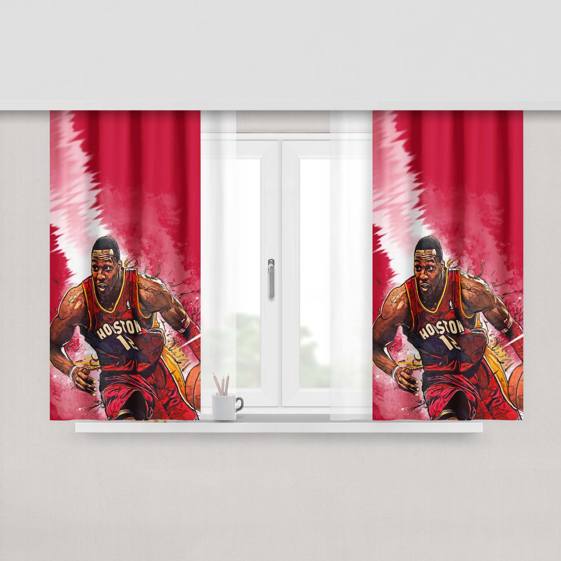 Houston Rockets Player Peach Skin Window Curtains