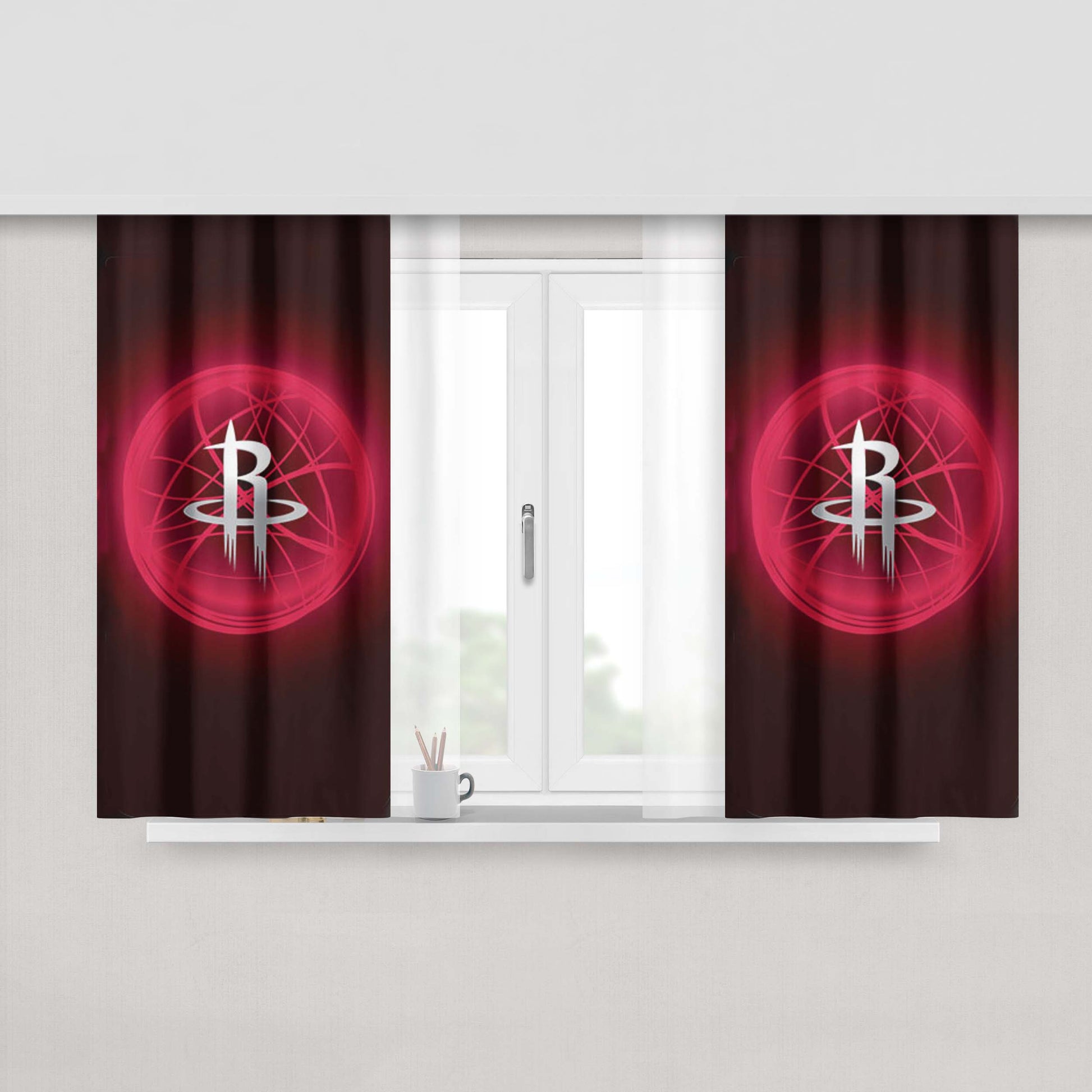 Houston Rockets Symbol Peach Skin Window Curtains