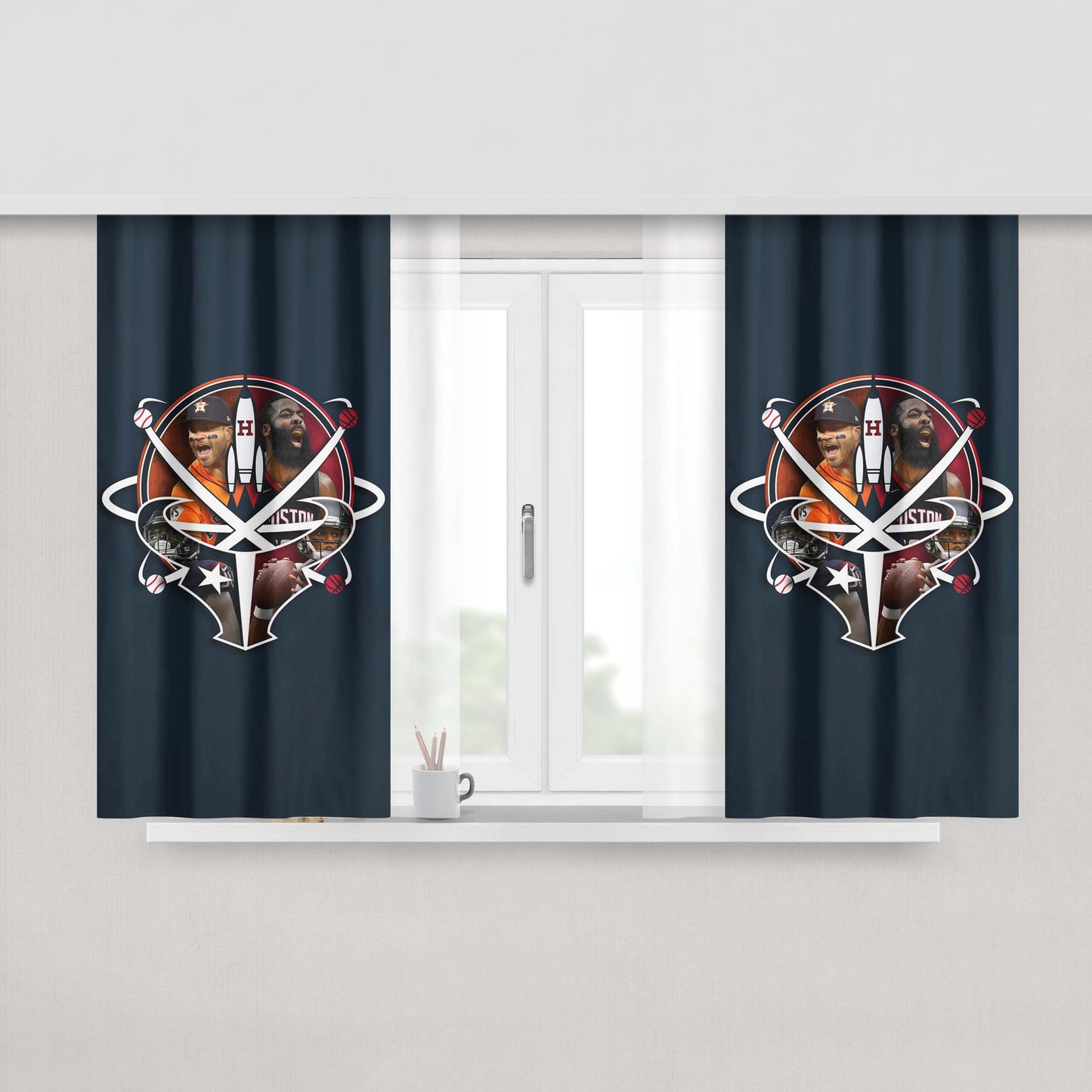 Houston Texans Fans Wallpaper Peach Skin Window Curtains