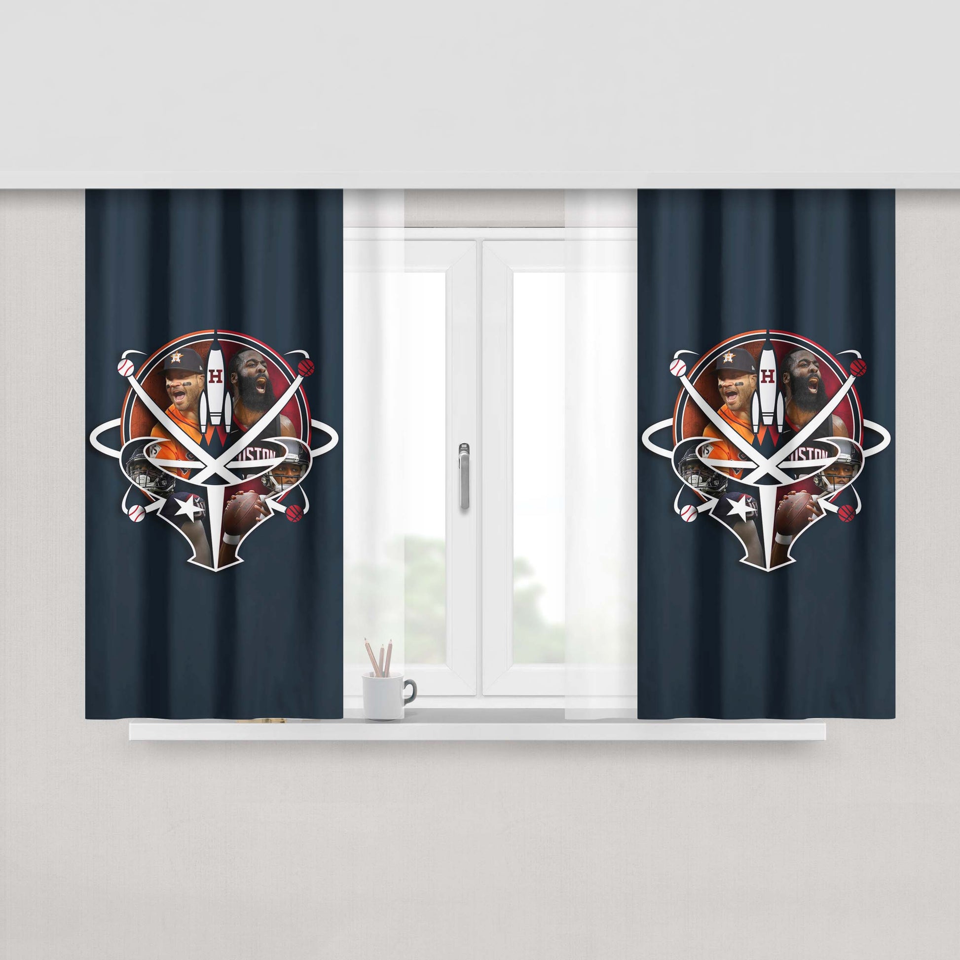 Houston Texans Fans Wallpaper Peach Skin Window Curtains