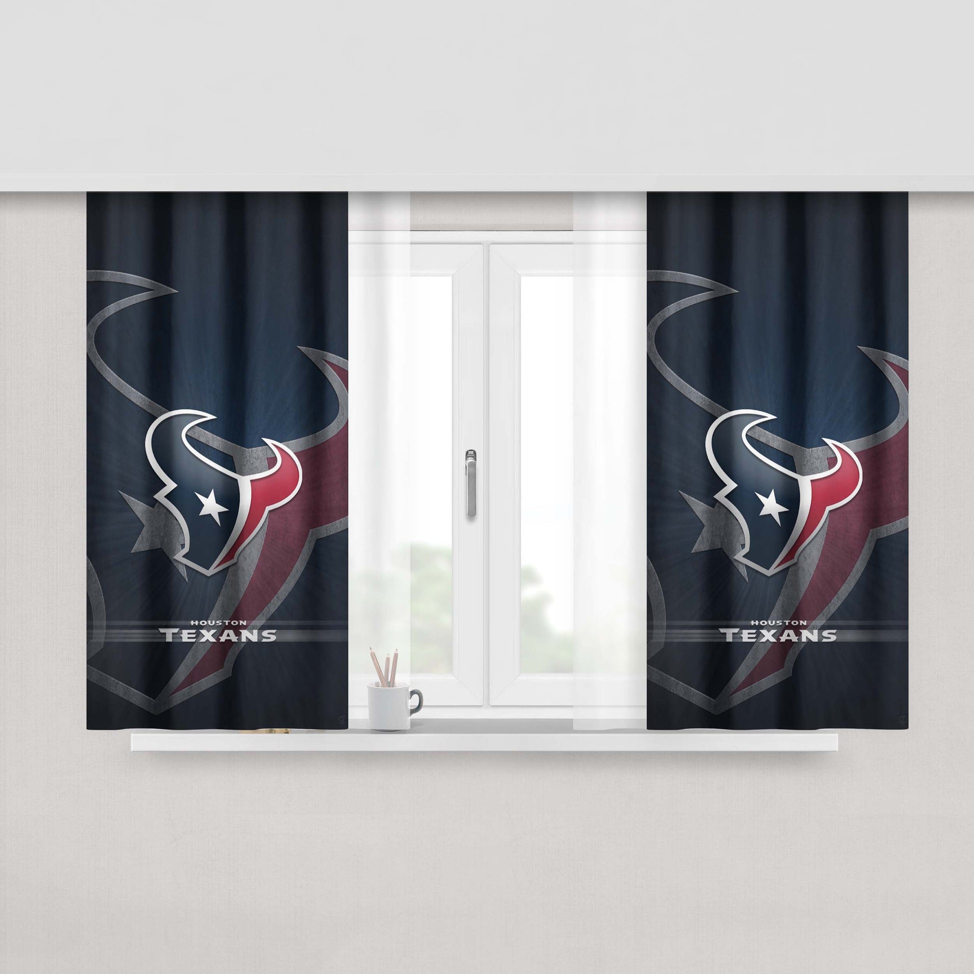 Houston Texans Logo Wallpaper Peach Skin Window Curtains