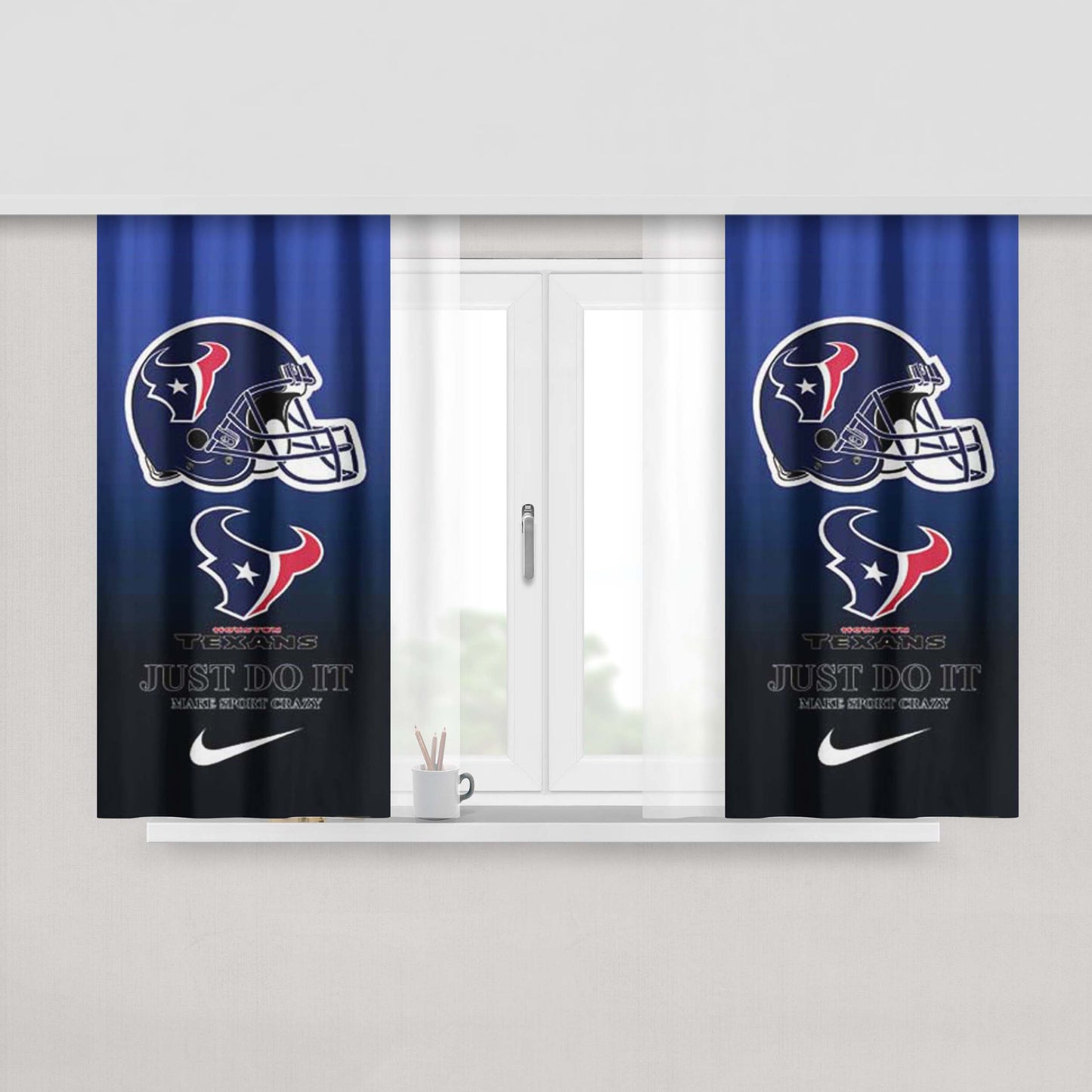 Houston Texans Make Sport Crazy Peach Skin Window Curtains