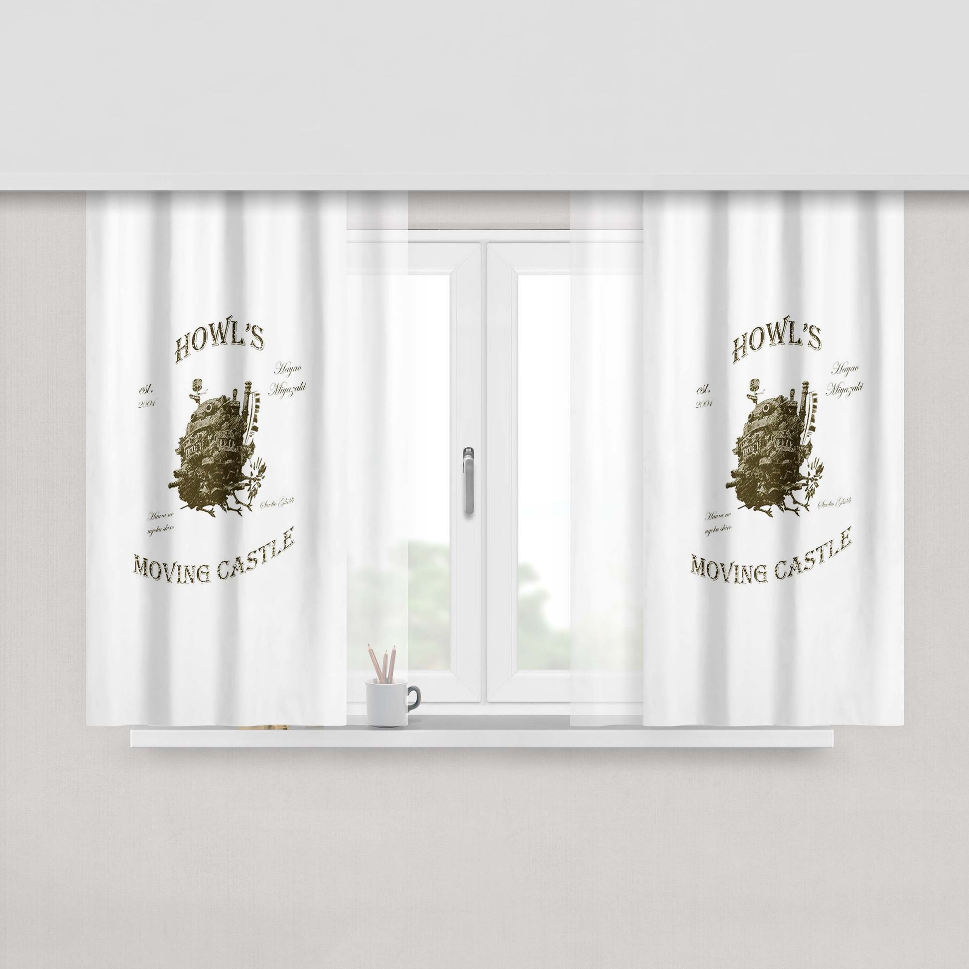 Howls Moving Castle Peach Skin Window Curtains