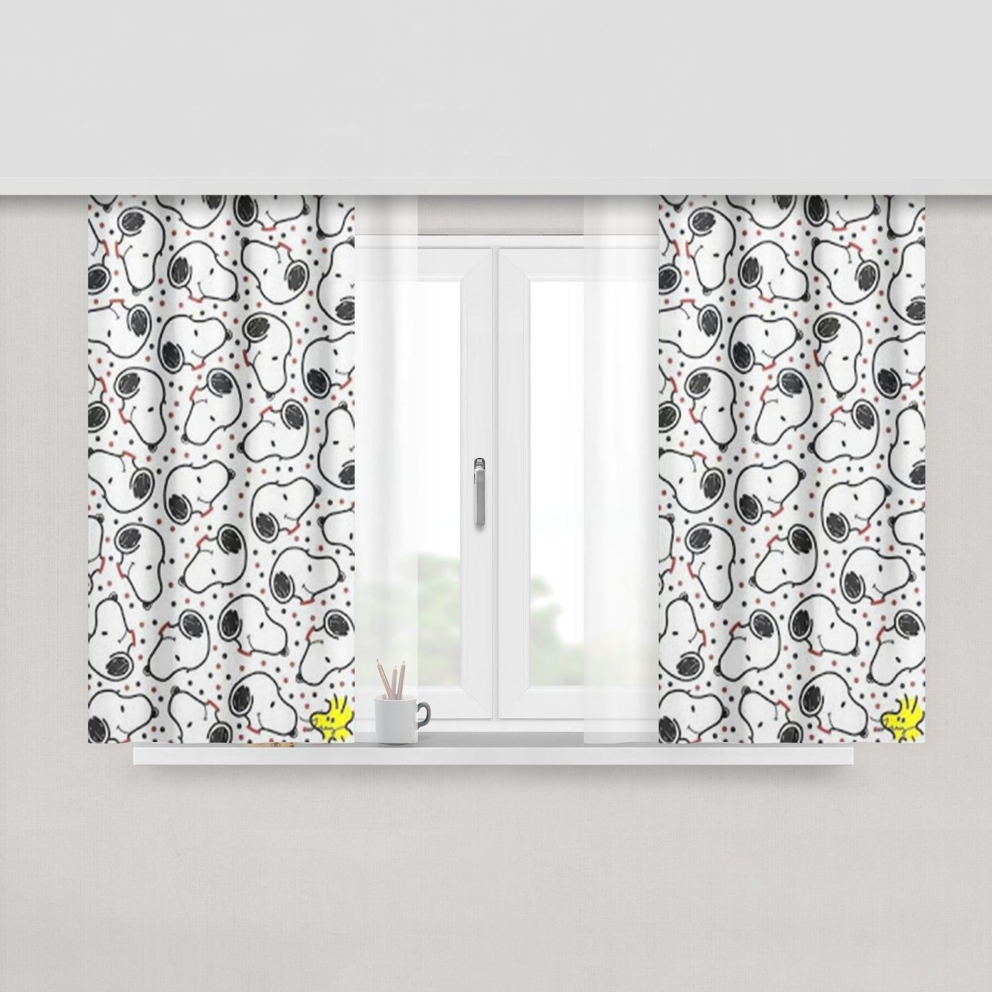 Charlie Brown Snoopy Cartoon Peach Skin Window Curtains