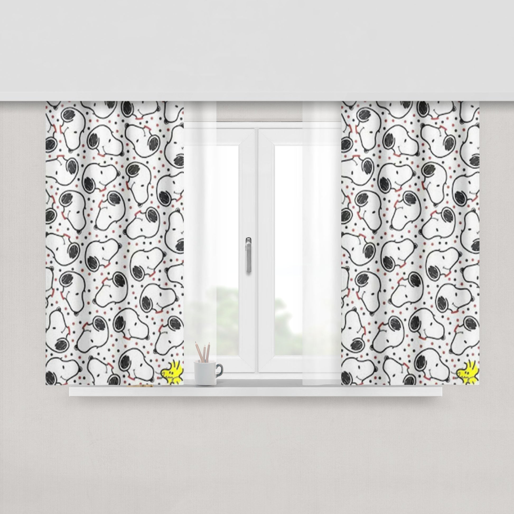 Charlie Brown Snoopy Cartoon Peach Skin Window Curtains